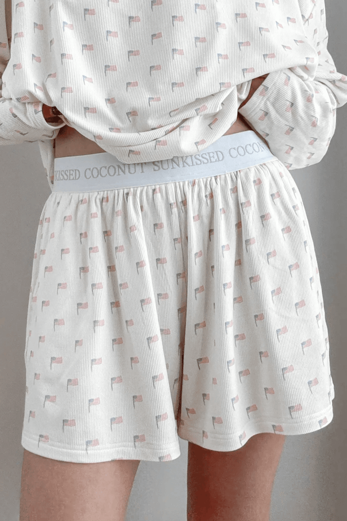 The American Dream American Flag Pajama Pattern Shorts - Neutral Ground