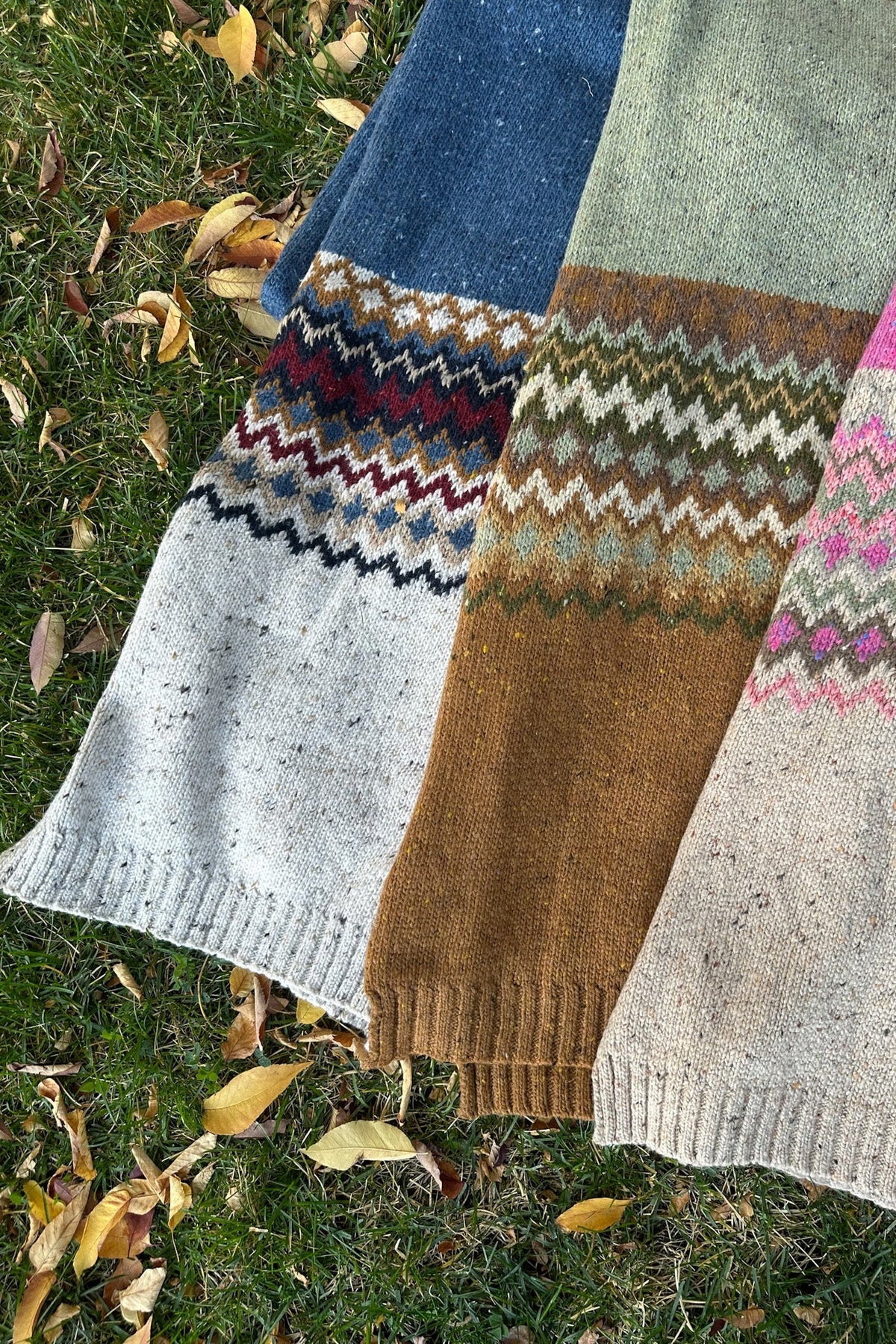 The Highlands Fair Isle Knit Scarf Maroon & Blue - Neutral Ground