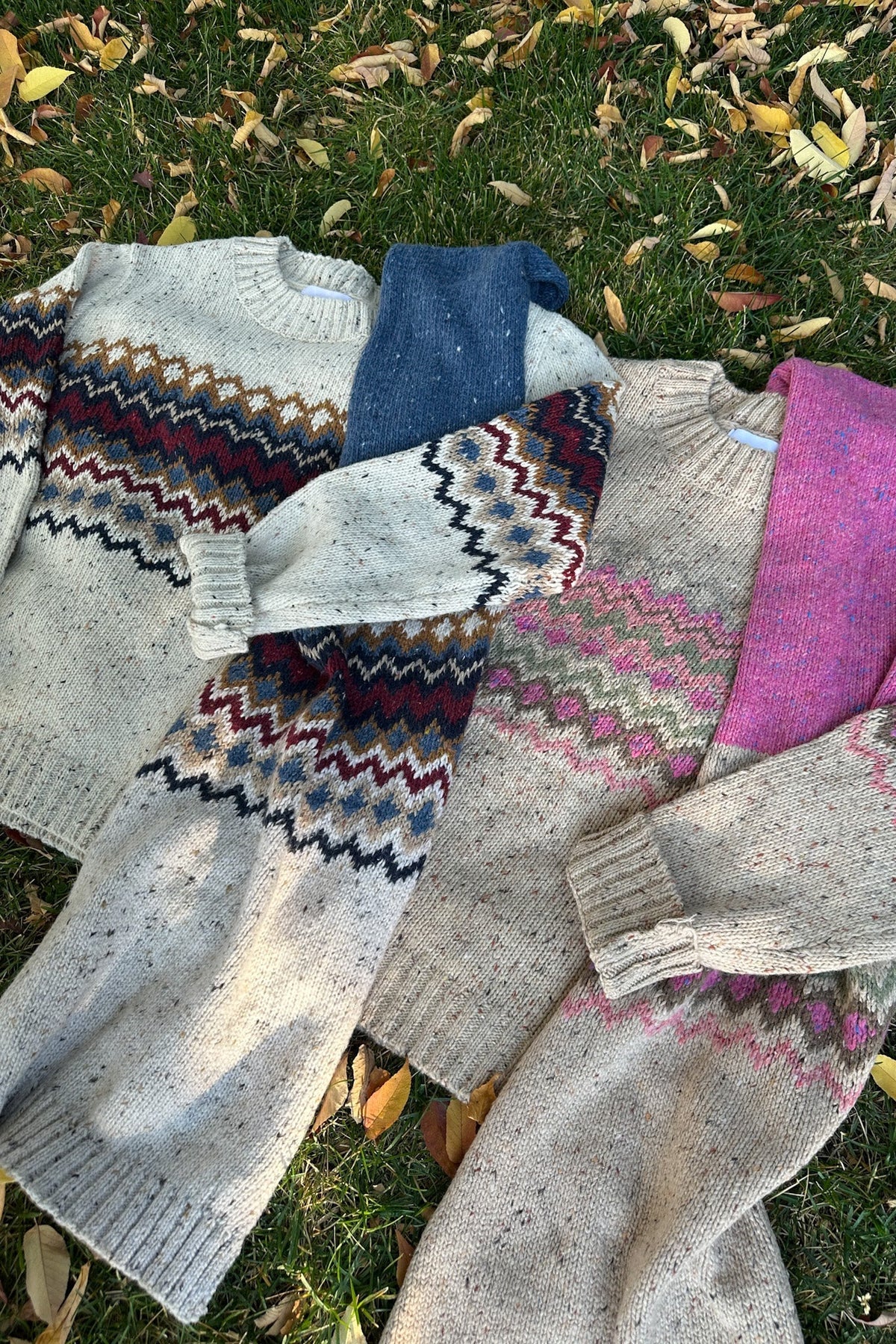 The Highlands Fair Isle Knit Scarf Maroon & Blue - Neutral Ground