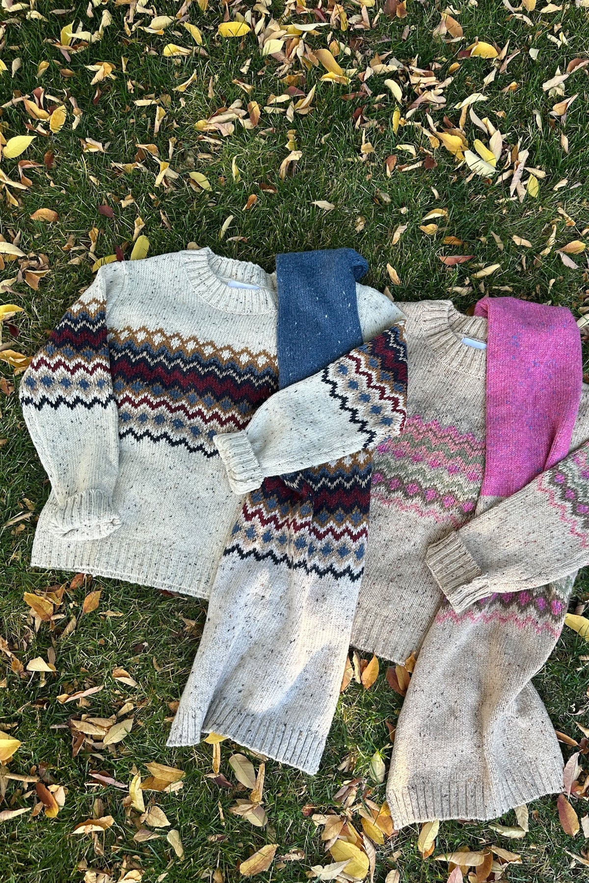 The Highlands Fair Isle Pullover Sweater in Maroon & Blue - Neutral Ground