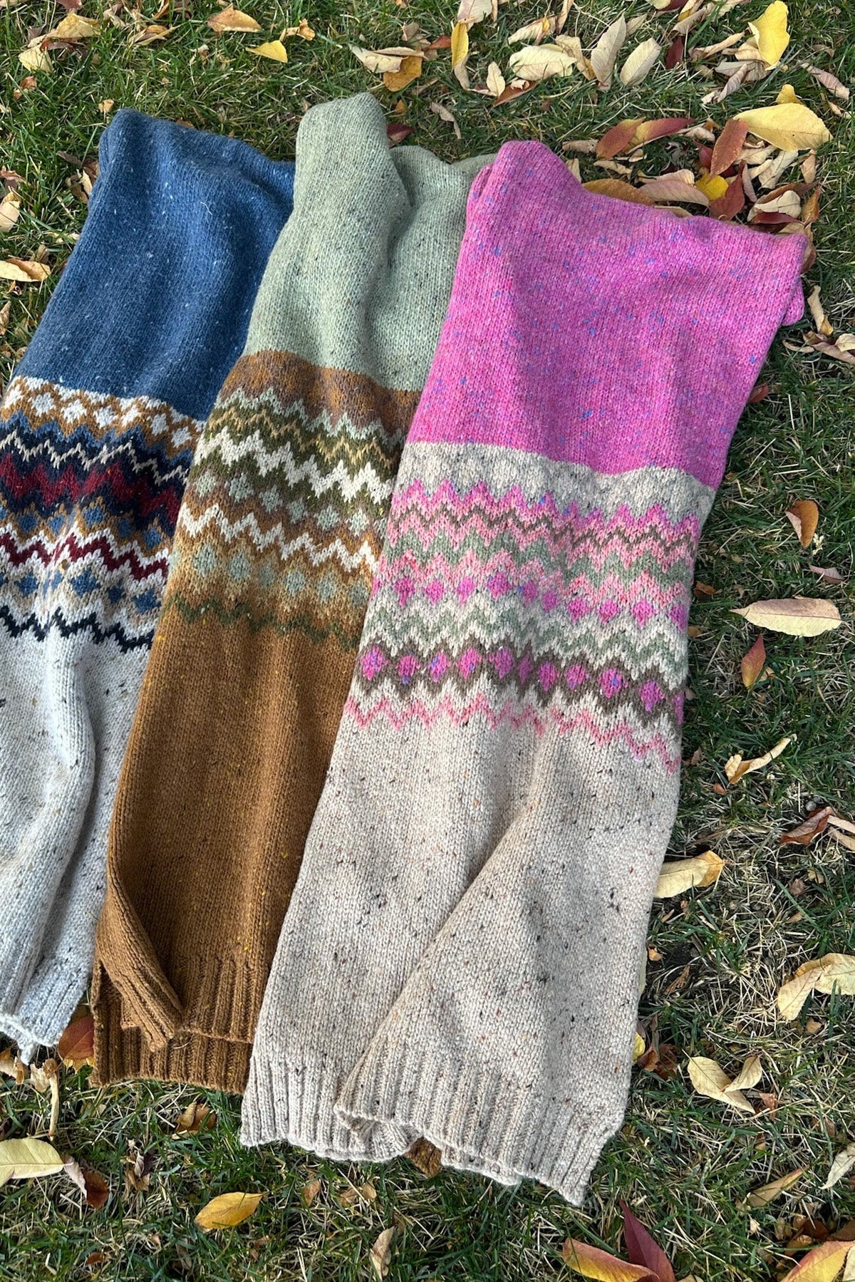 The Highlands Faire Isle Knit Scarf in Pink & Oatmeal - Neutral Ground