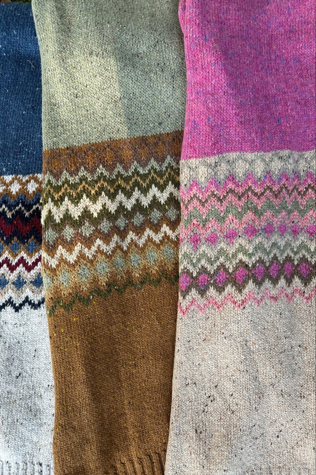 The Highlands Faire Isle Knit Scarf in Pink & Oatmeal - Neutral Ground