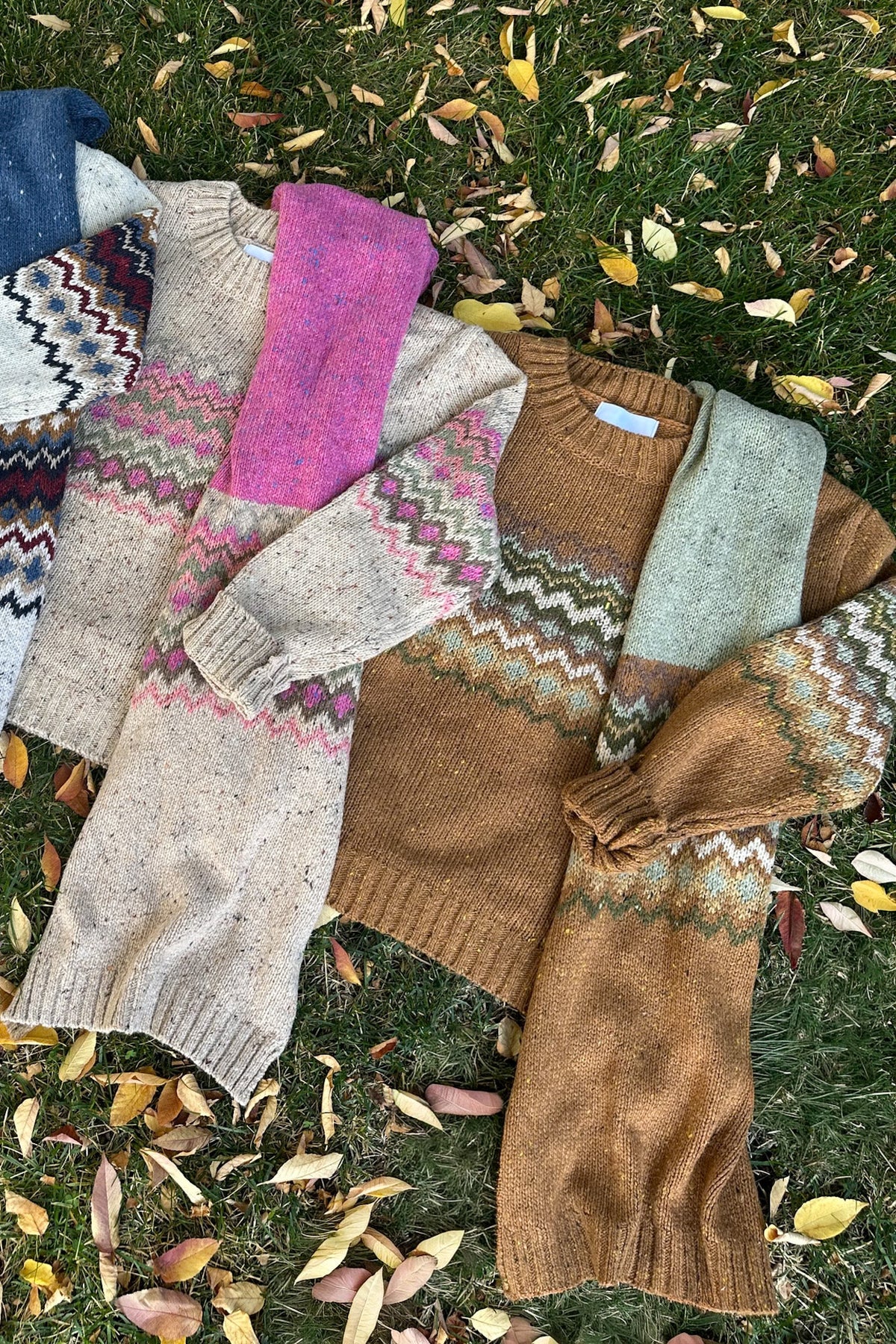 The Highlands Faire Isle Knit Scarf in Rust & Olive - Neutral Ground