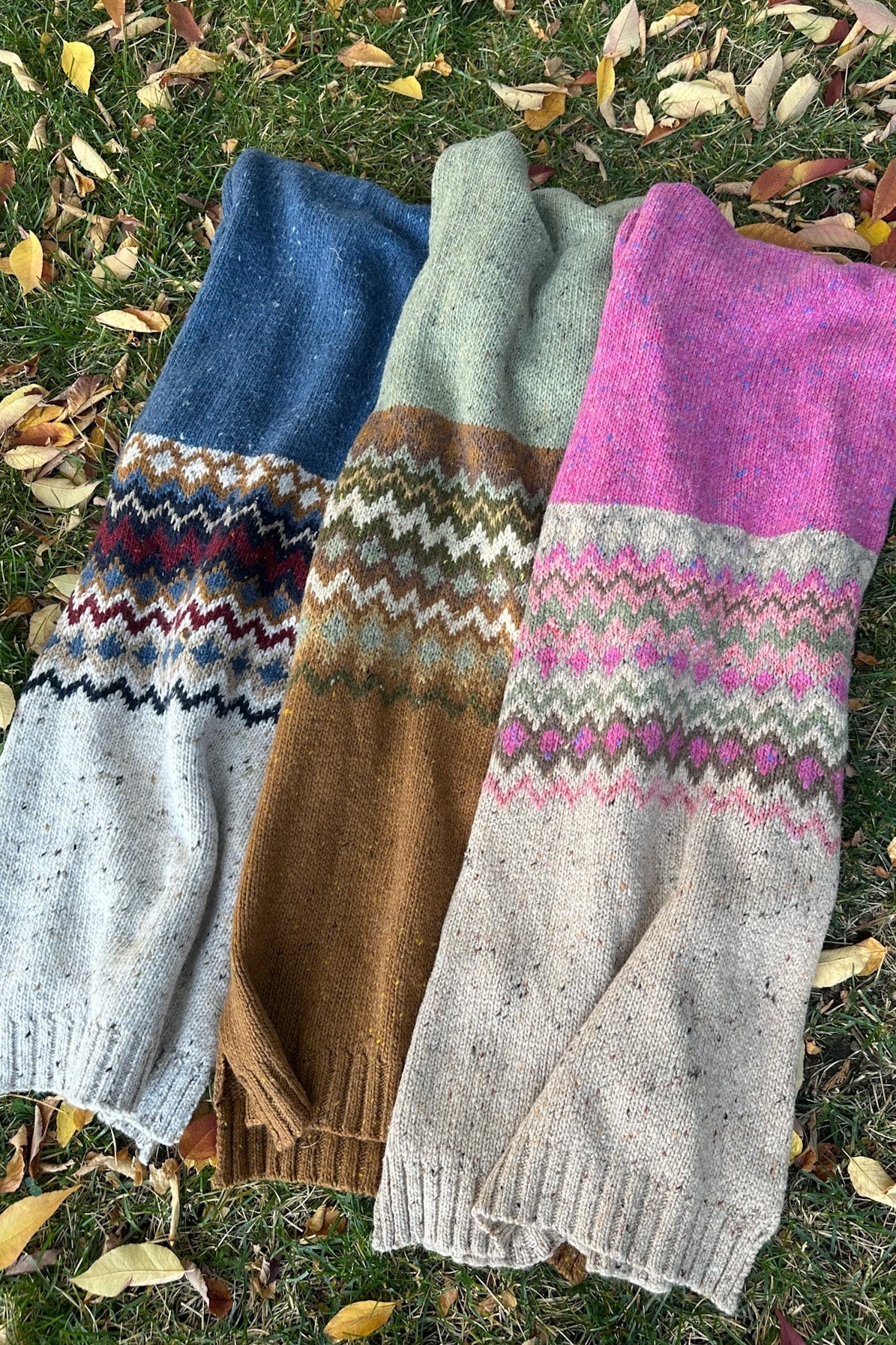 The Highlands Faire Isle Knit Scarf in Rust & Olive - Neutral Ground