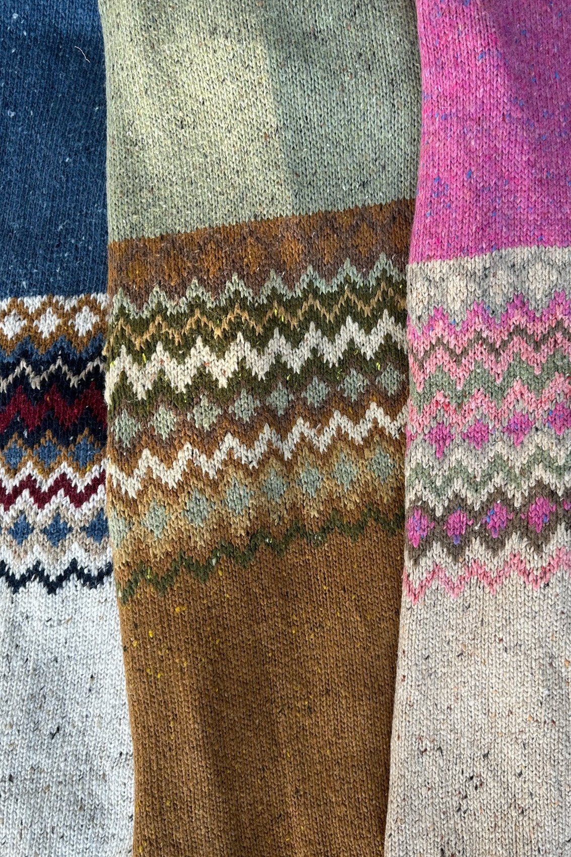 The Highlands Faire Isle Knit Scarf in Rust & Olive - Neutral Ground