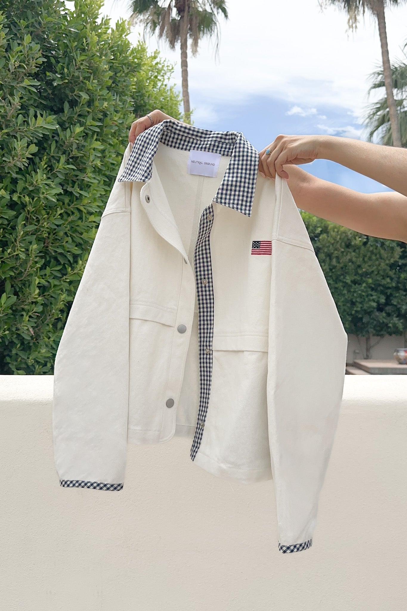 The Hudson Cotton Gingham Jacket - Neutral Ground