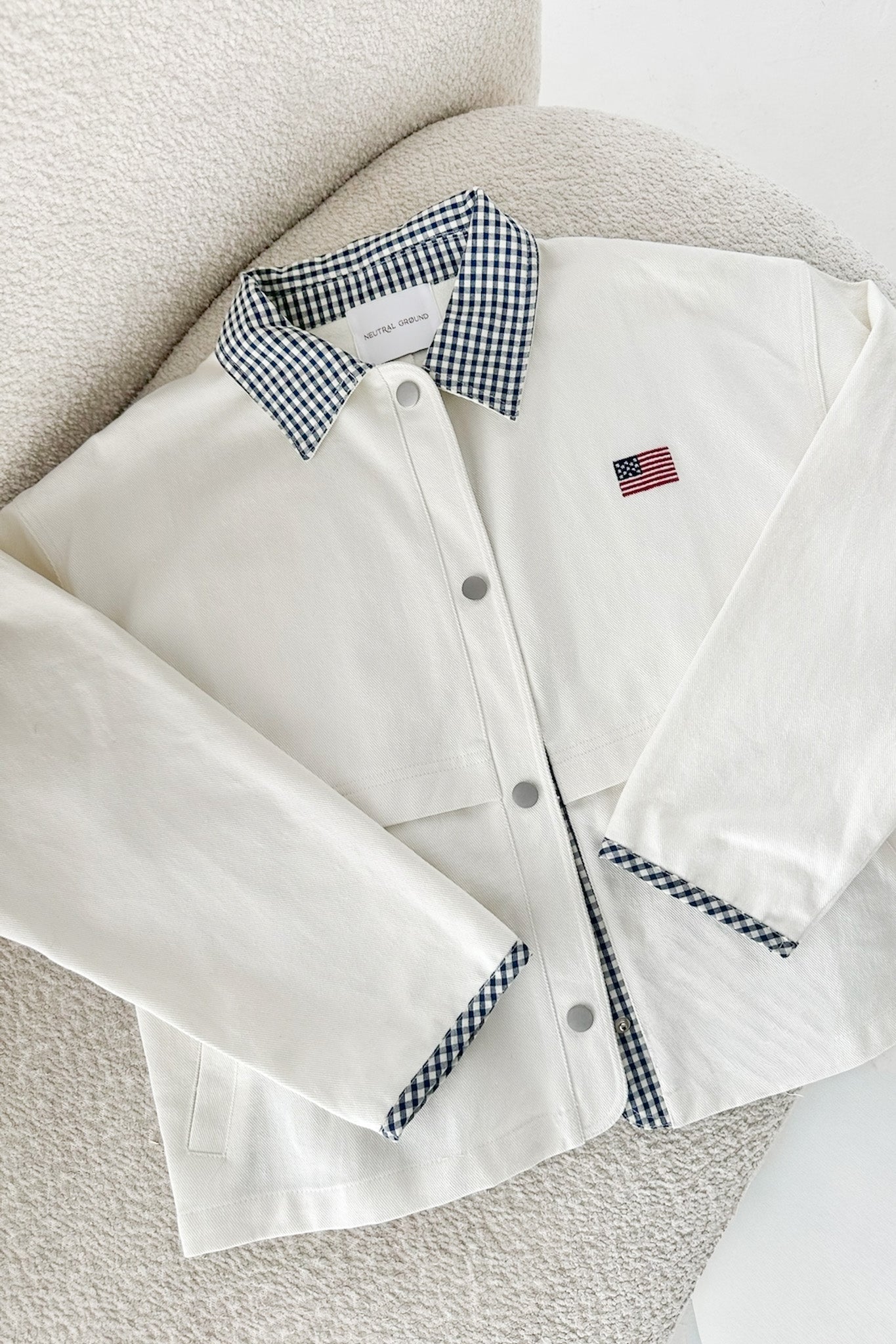 The Hudson Cotton Gingham Jacket - Neutral Ground