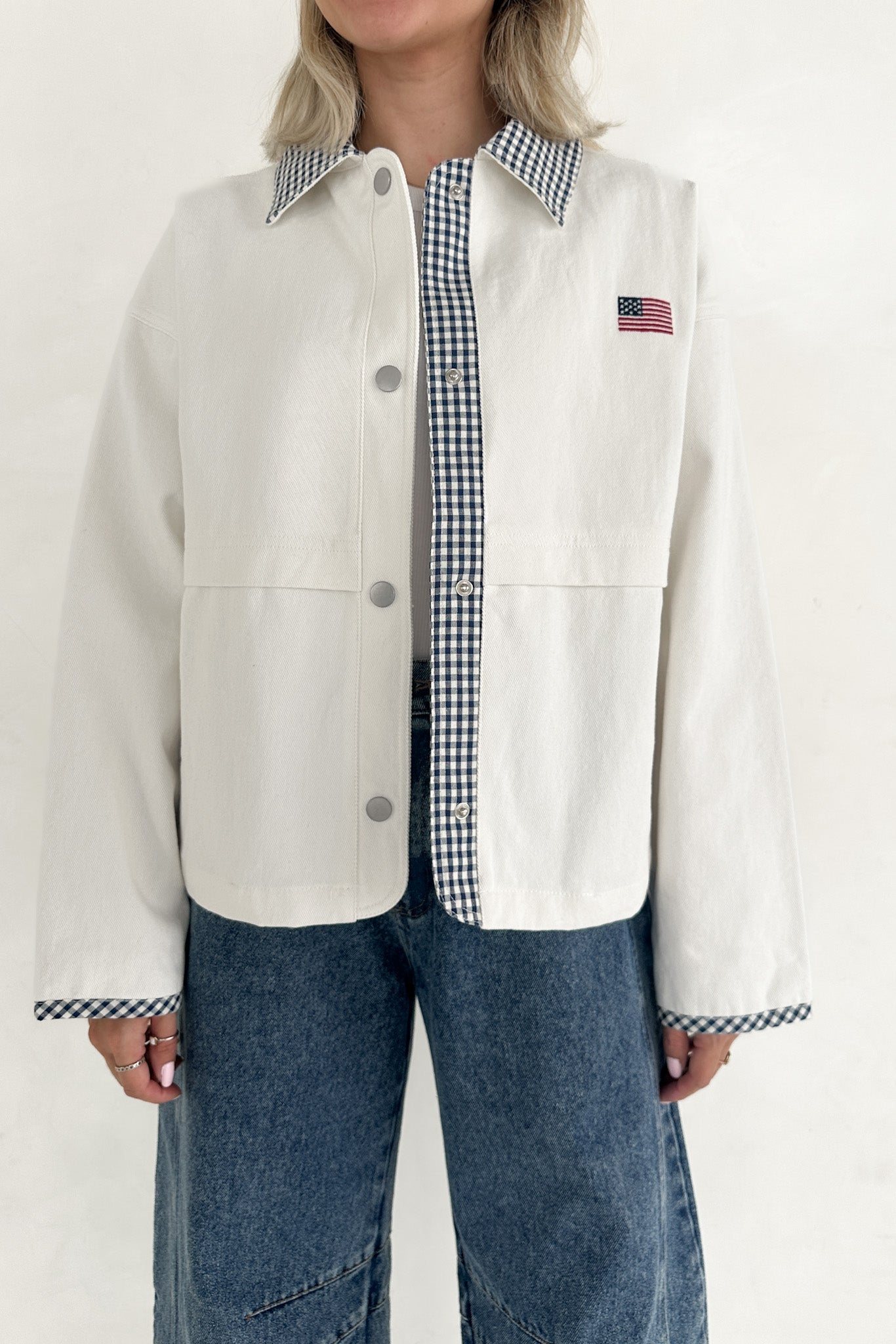 The Hudson Cotton Gingham Jacket - Neutral Ground