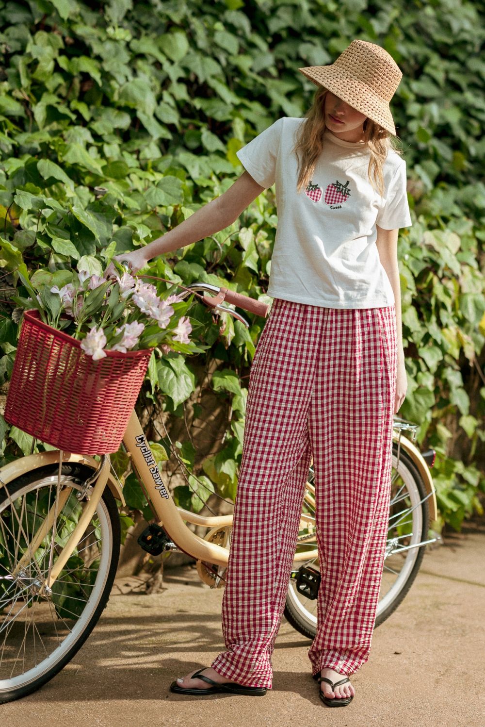 The Strawberry Patch 100% Cotton Red and White Gingham T-Shirt - Neutral Ground