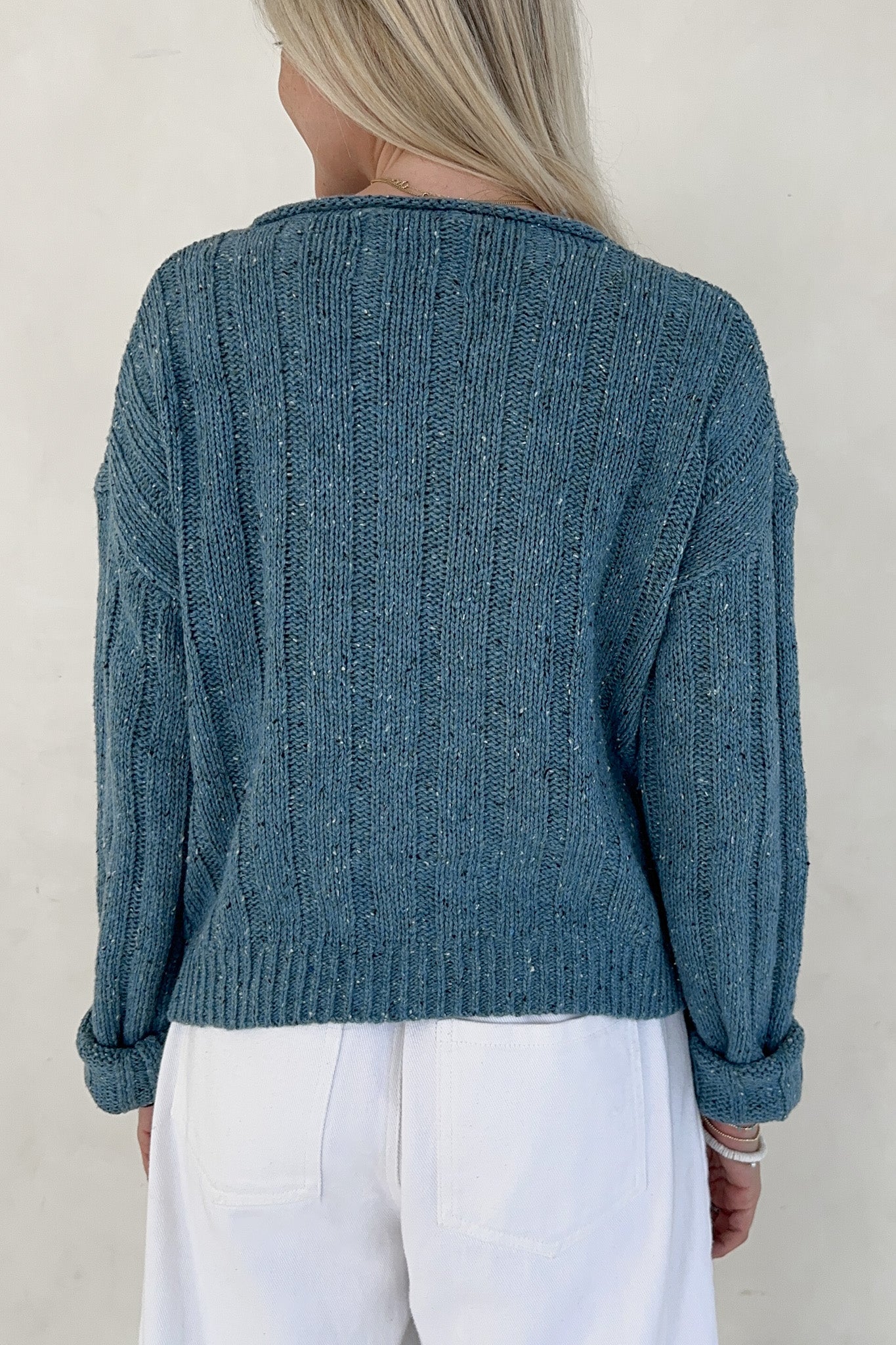 Theo Classic Rolled Neck Cardigan - Neutral Ground