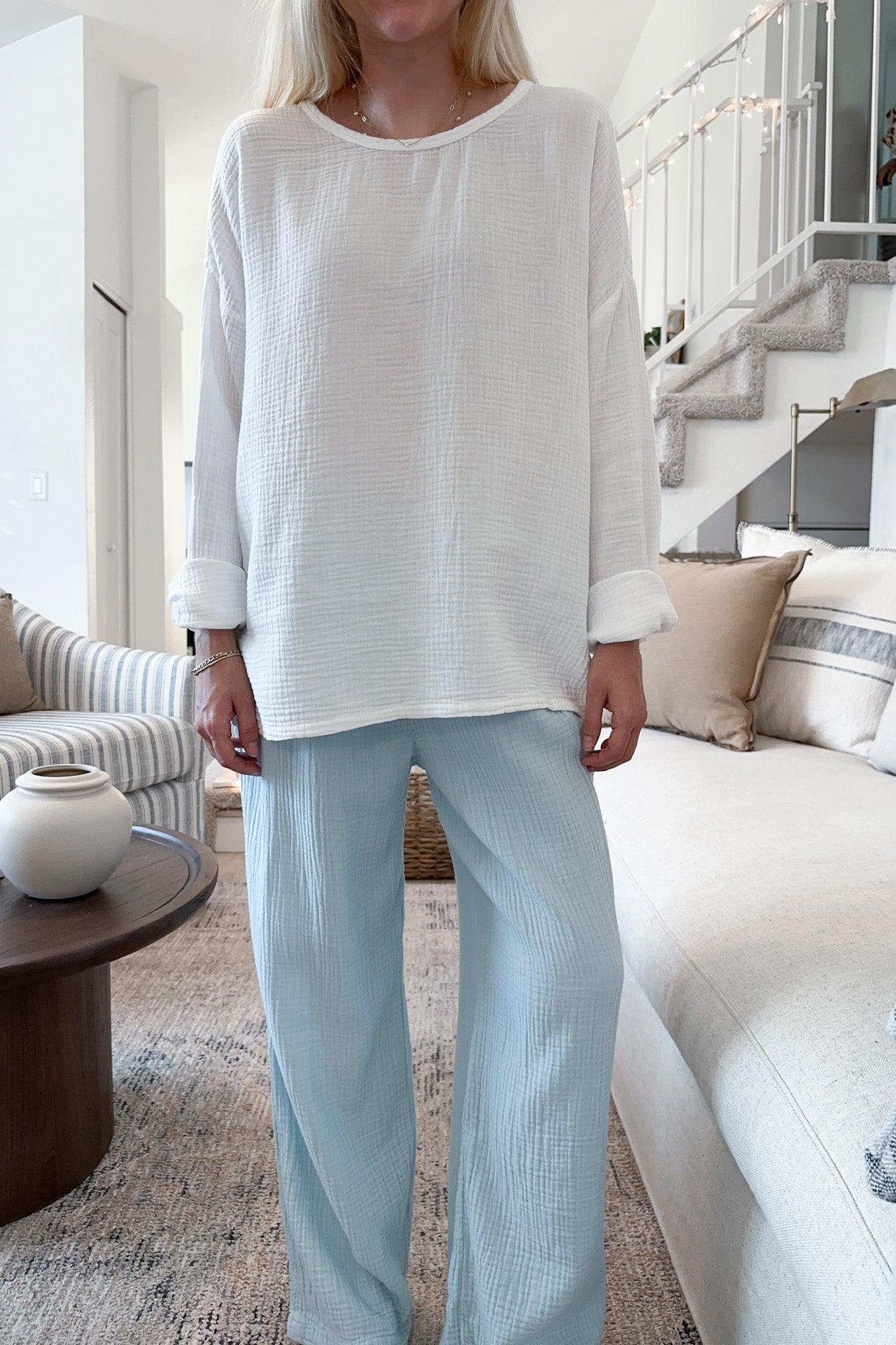 Tulum Cotton Pants in Surf Blue - Neutral Ground