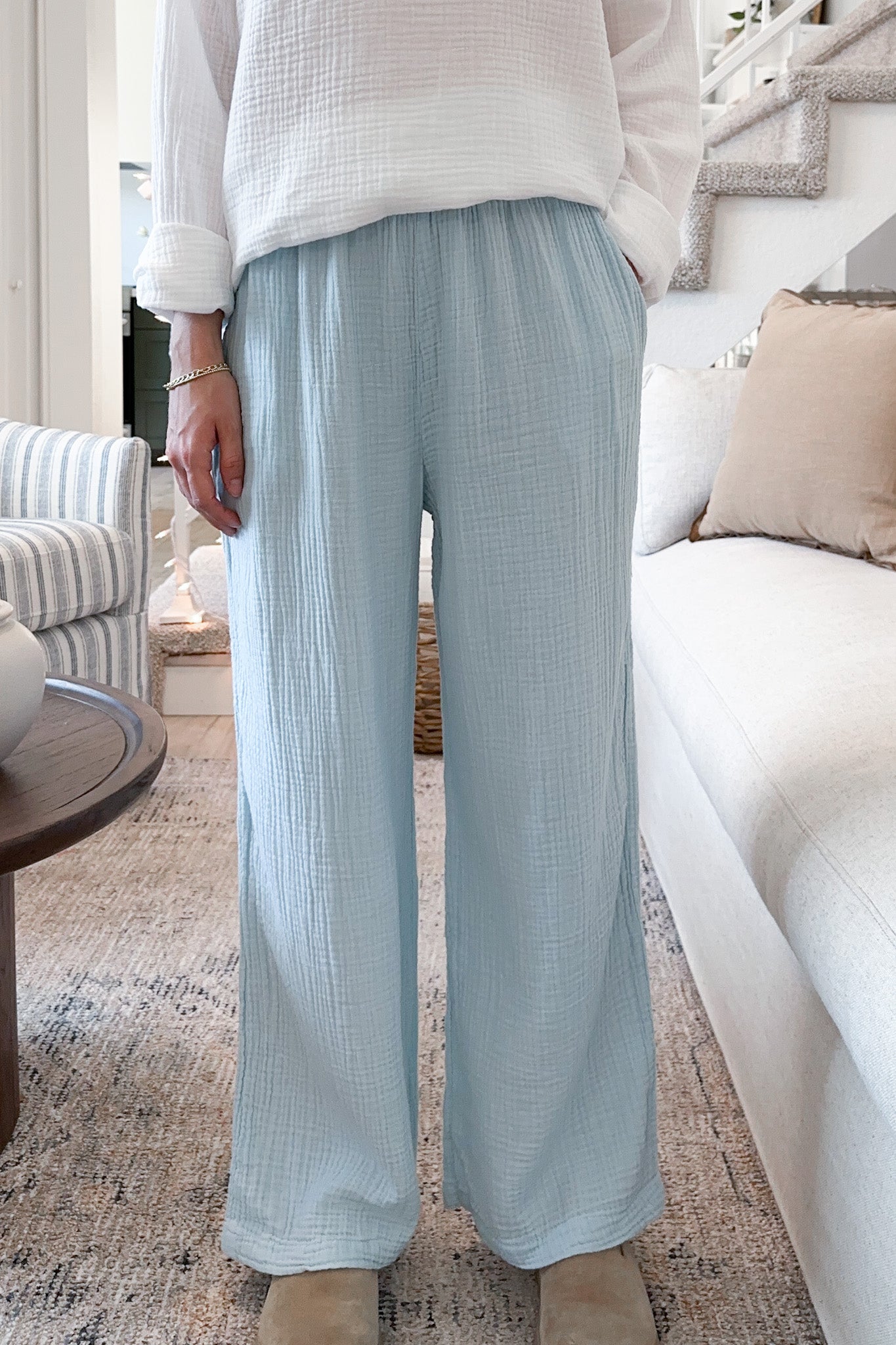 Tulum Cotton Pants in Surf Blue - Neutral Ground