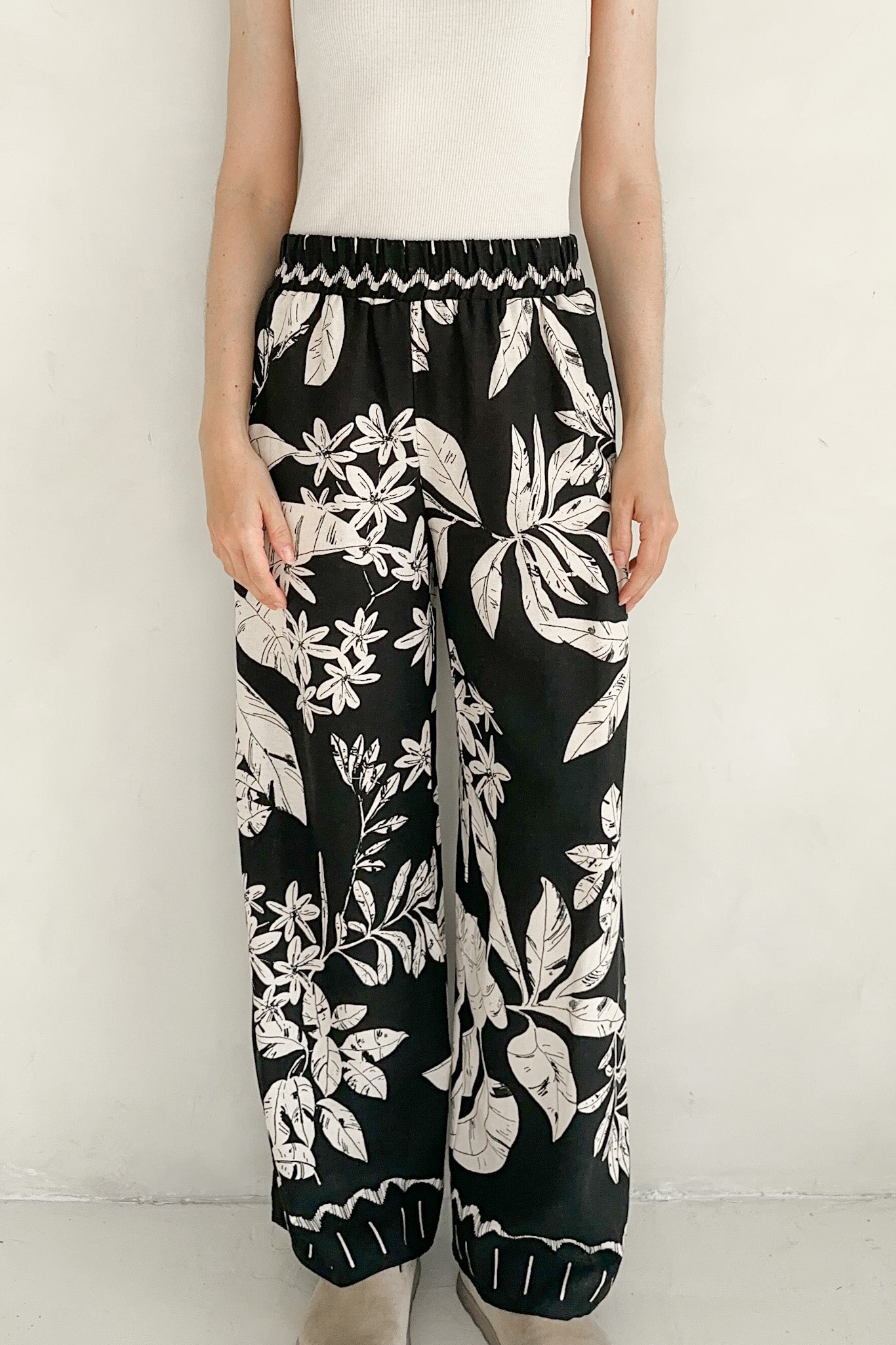 Tulum Printed Wide Leg Pants - Neutral Ground