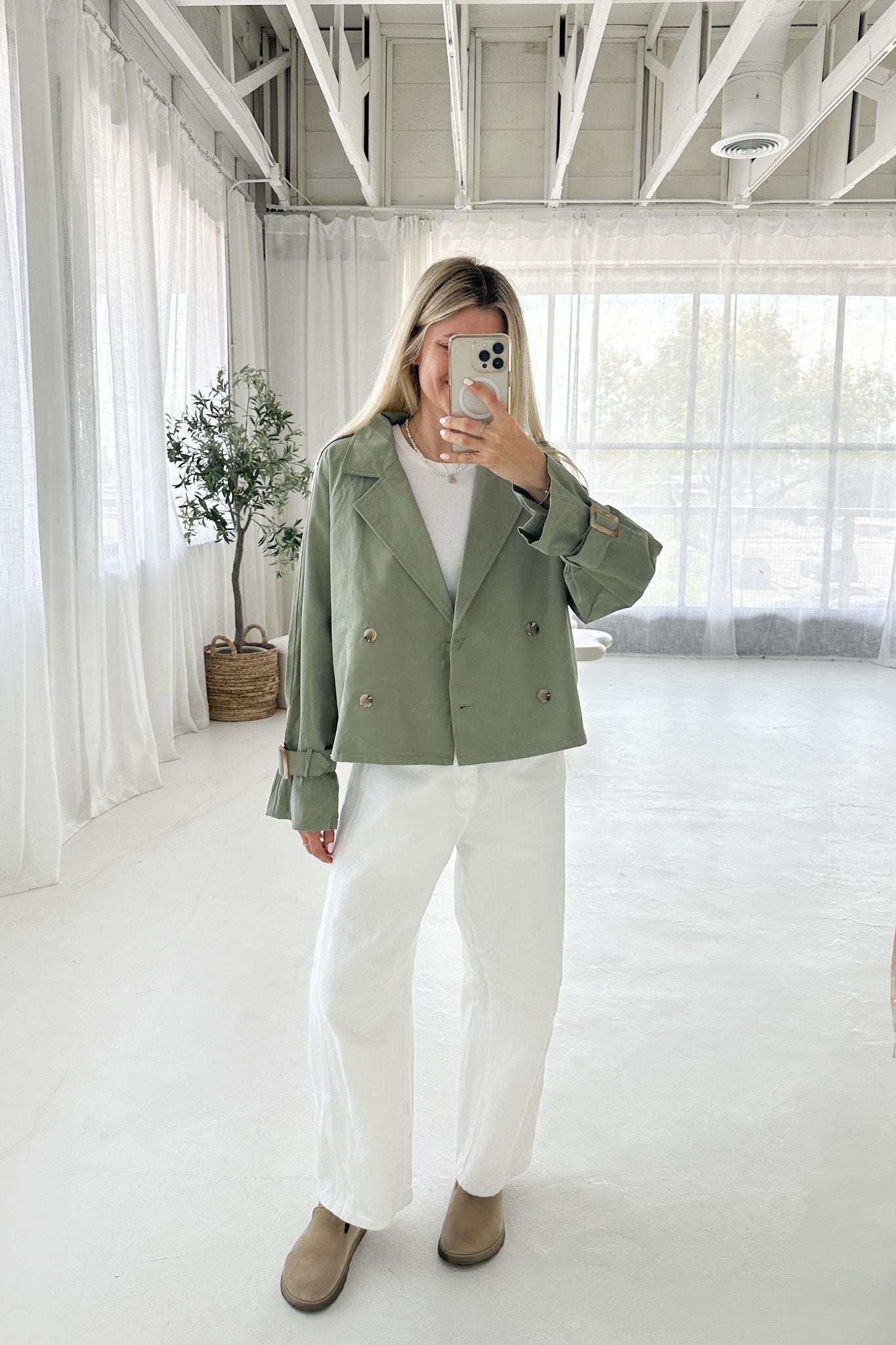 Uptown Short Trench Jacket - Neutral Ground