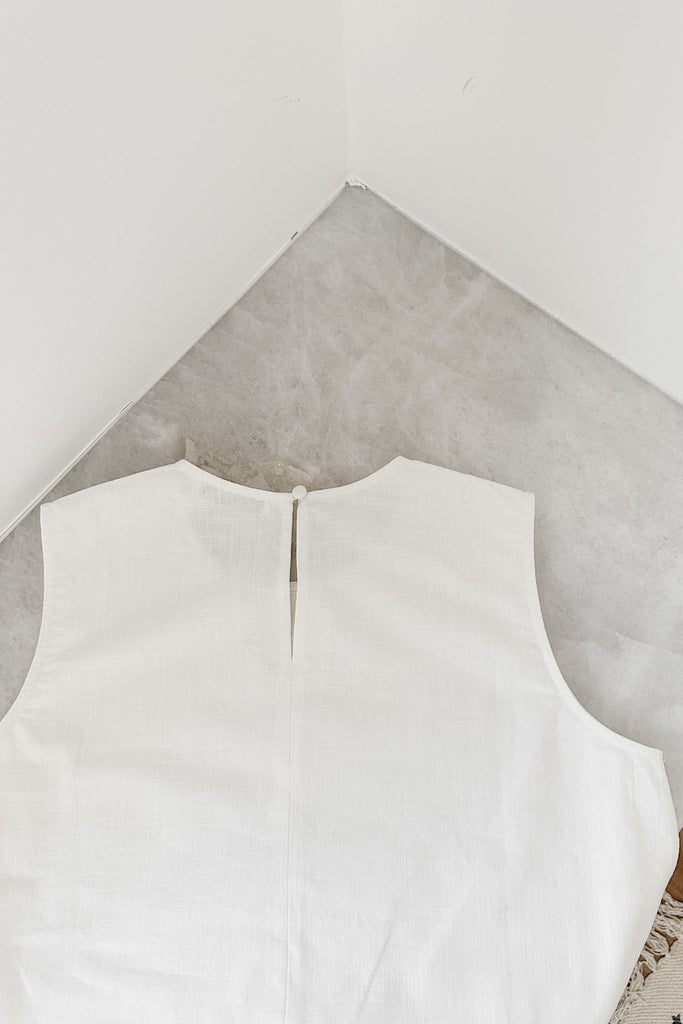 Vera Linen Bubble Hem Tank Top - Neutral Ground