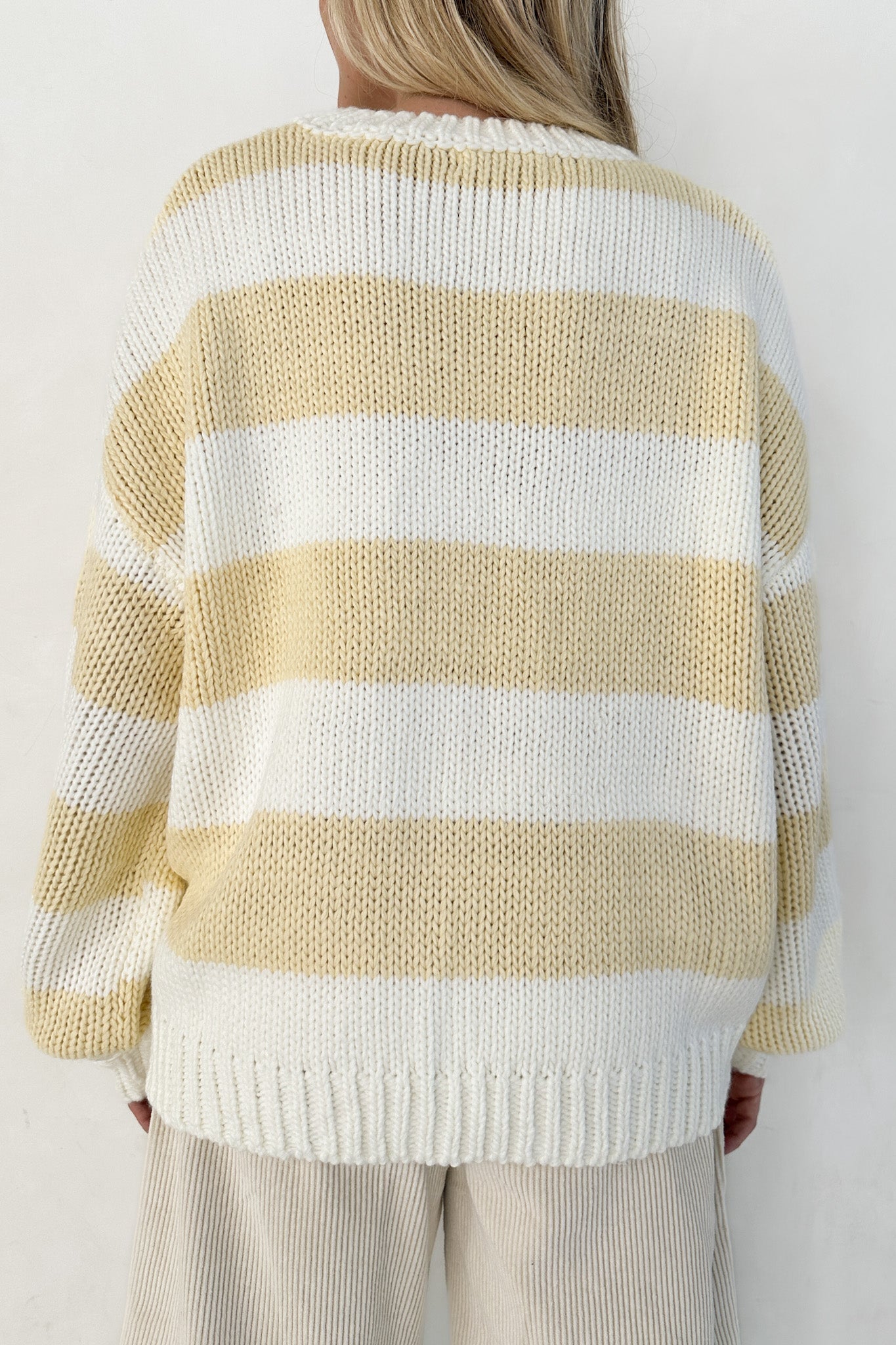 Walking on Sunshine Striped Knit Sweater - Neutral Ground