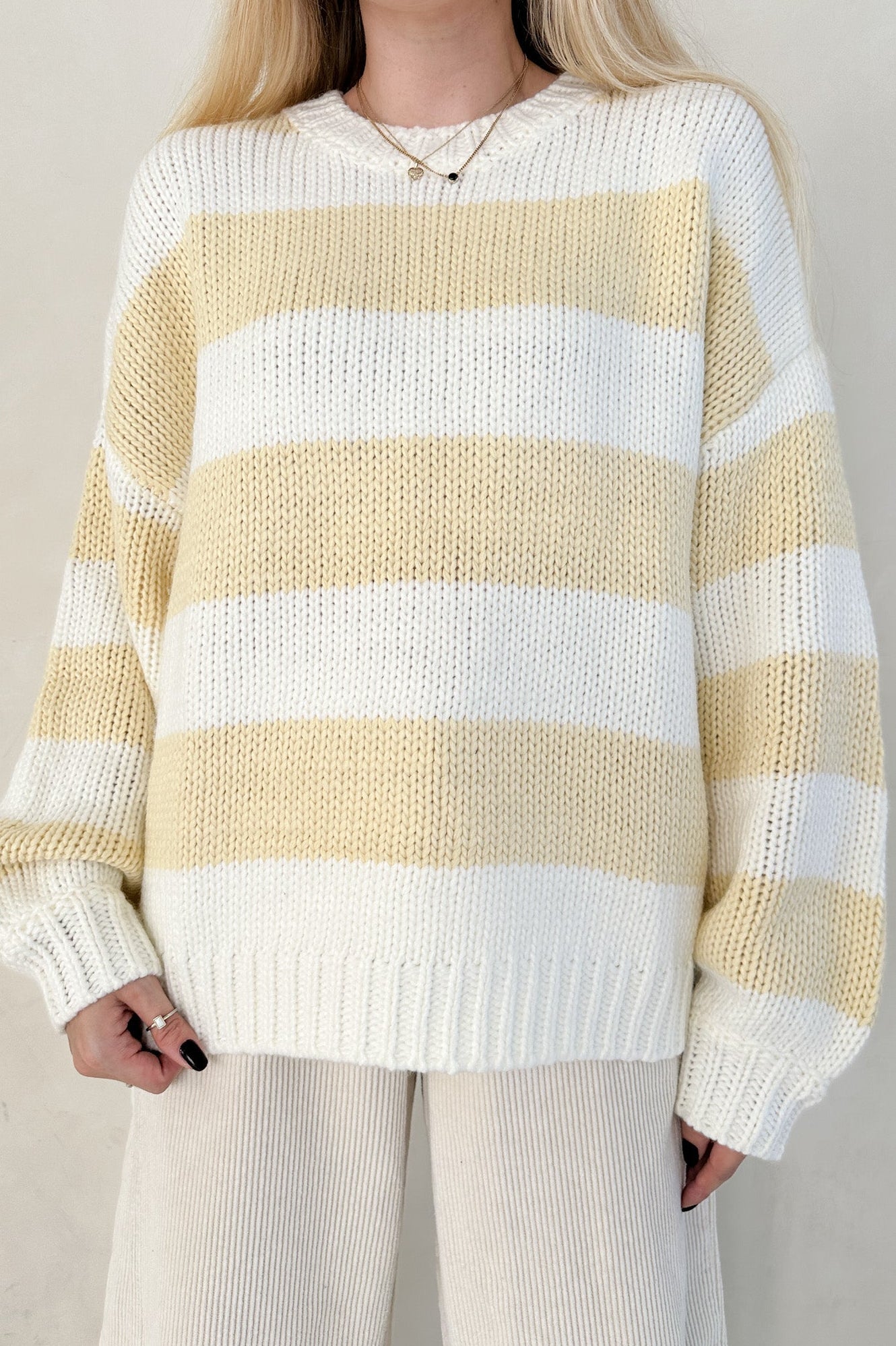 Walking on Sunshine Striped Knit Sweater - Neutral Ground