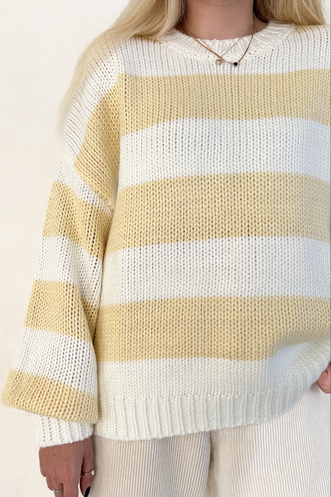 Walking on Sunshine Striped Knit Sweater - Neutral Ground