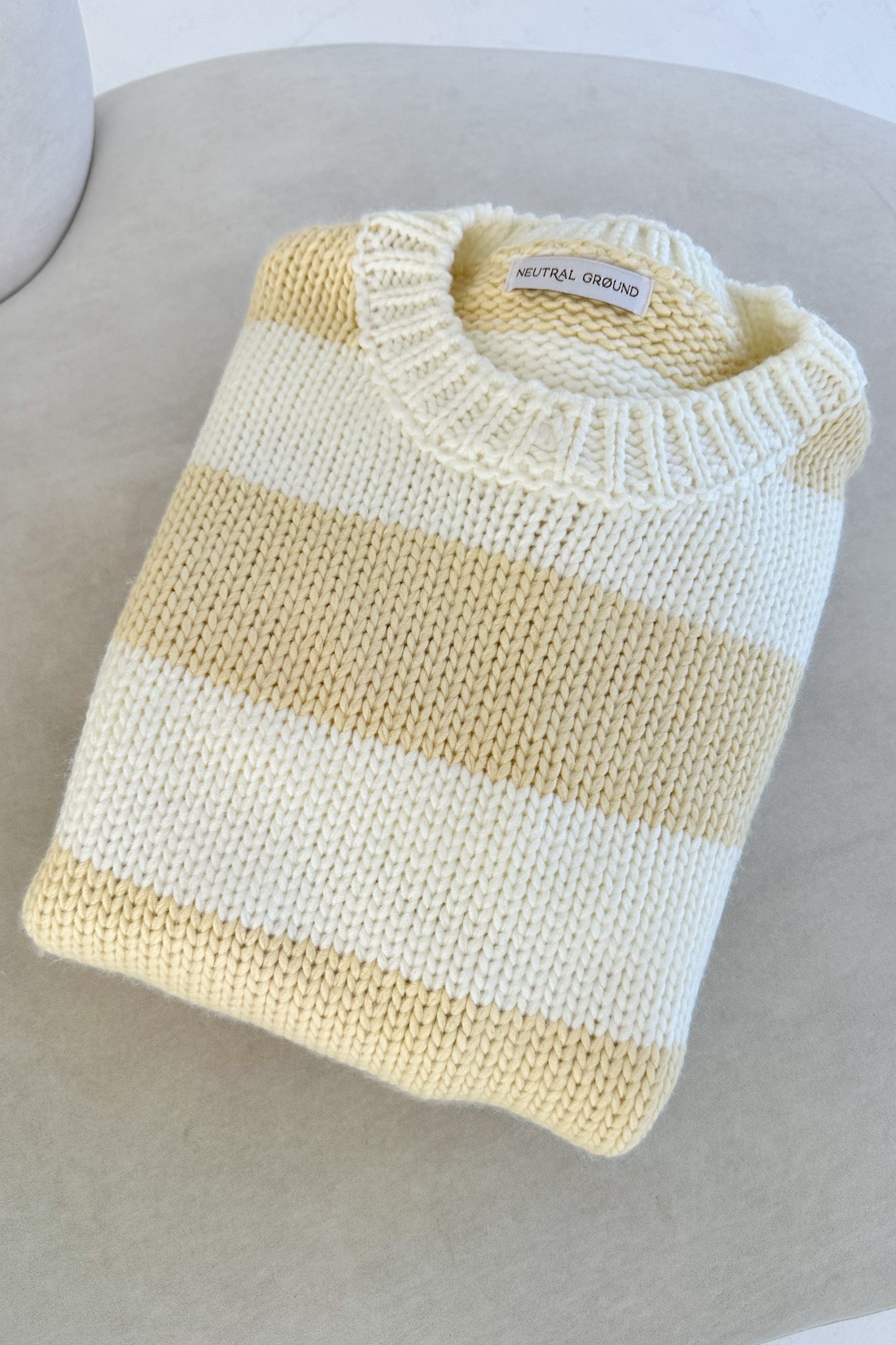 Walking on Sunshine Striped Knit Sweater - Neutral Ground