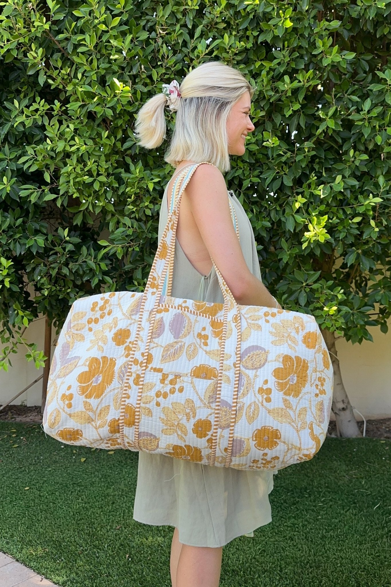 Weekender Quilted Duffle Bag in Marigold - Neutral Ground