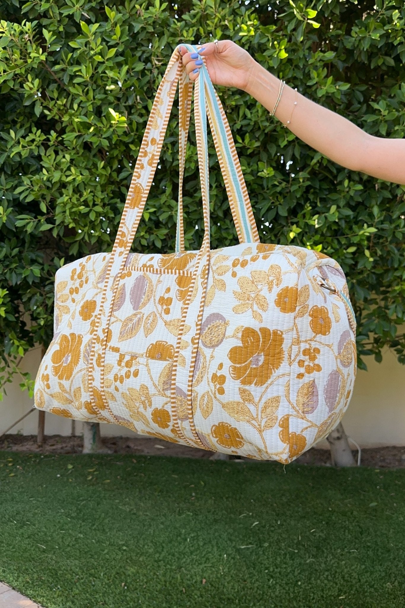 Weekender Quilted Duffle Bag in Marigold - Neutral Ground