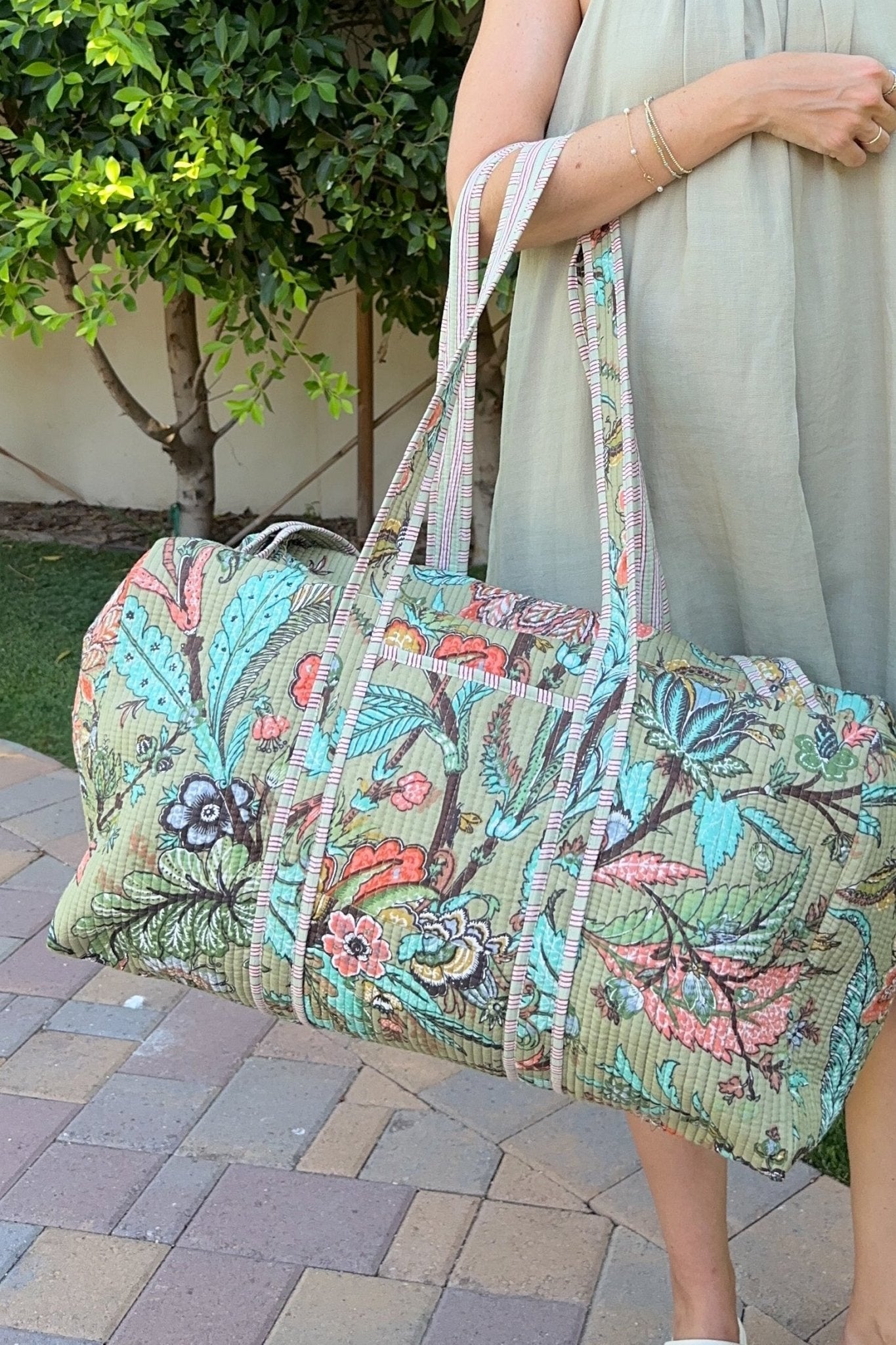 Weekender Quilted Duffle Bag in Sage - Neutral Ground