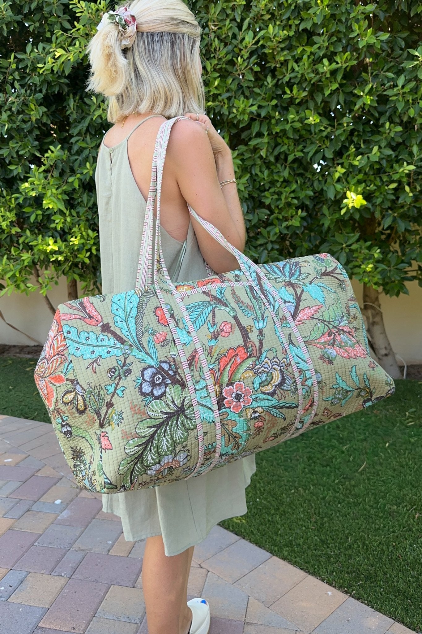 Weekender Quilted Duffle Bag in Sage - Neutral Ground