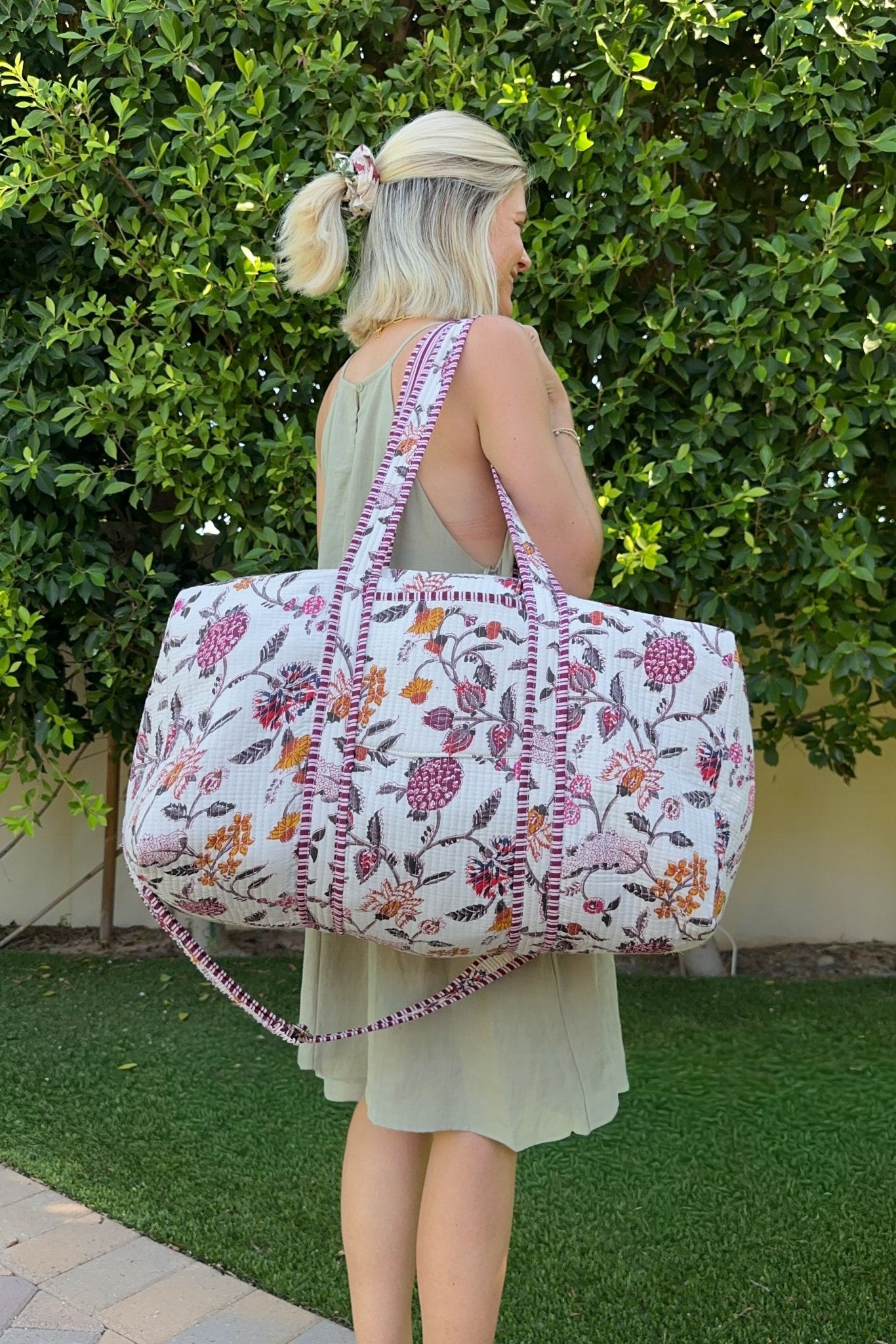 Weekender Quilted Duffle Bag in White - Neutral Ground