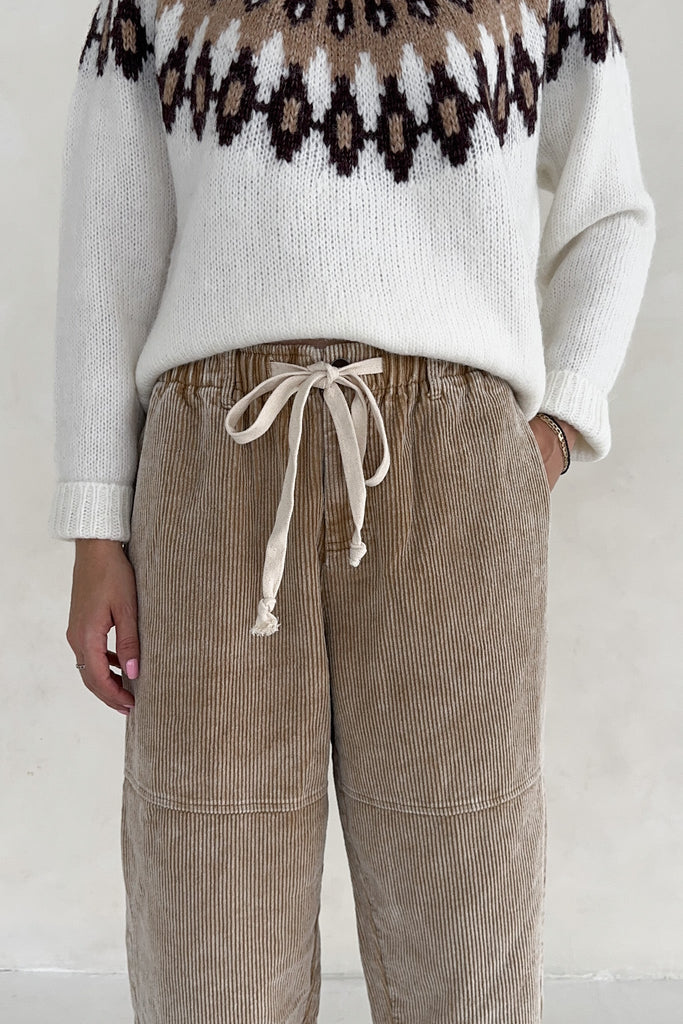 Westley Corduroy Drawstring Pants - Neutral Ground
