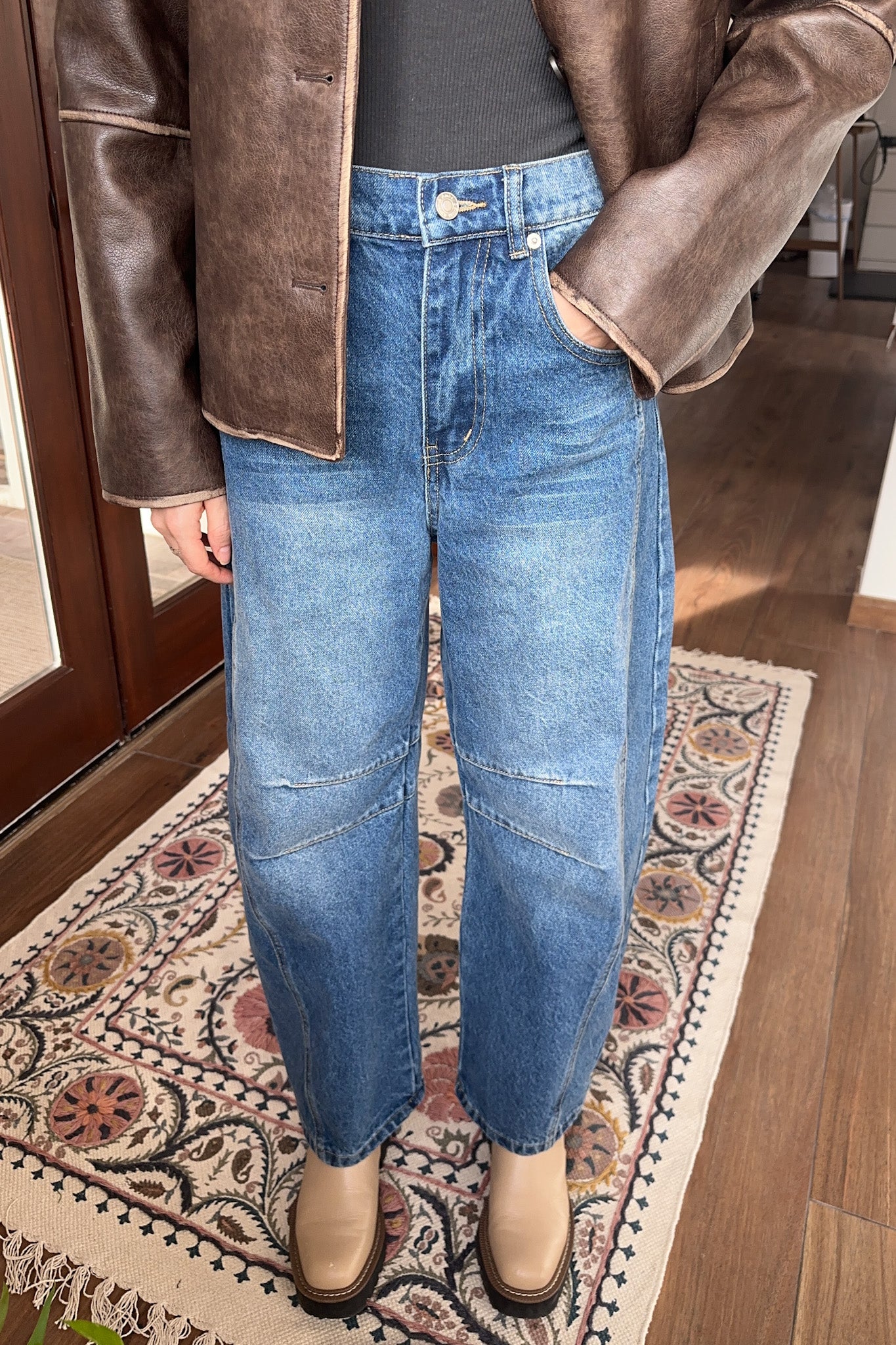 Weston Relaxed Fit Denim Barrel Jeans - Neutral Ground