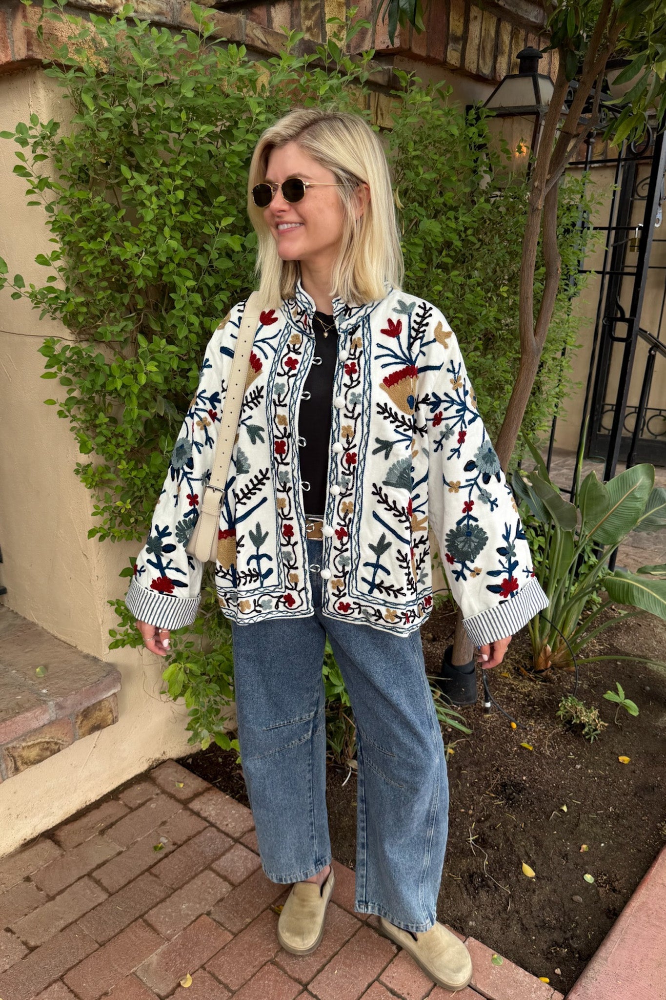 Whimsy Cotton Embroidered Jacket - Neutral Ground