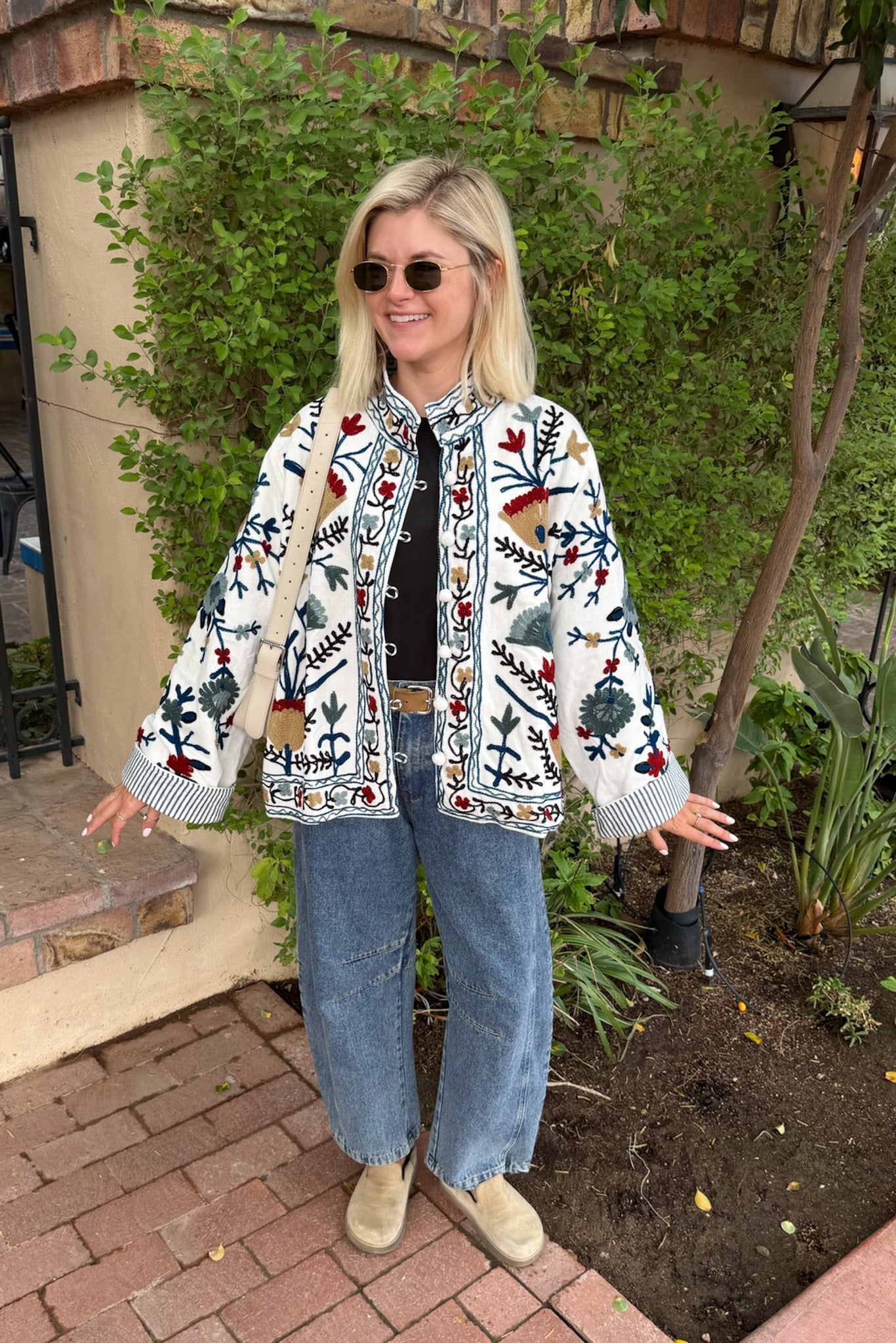 Whimsy Cotton Embroidered Jacket - Neutral Ground