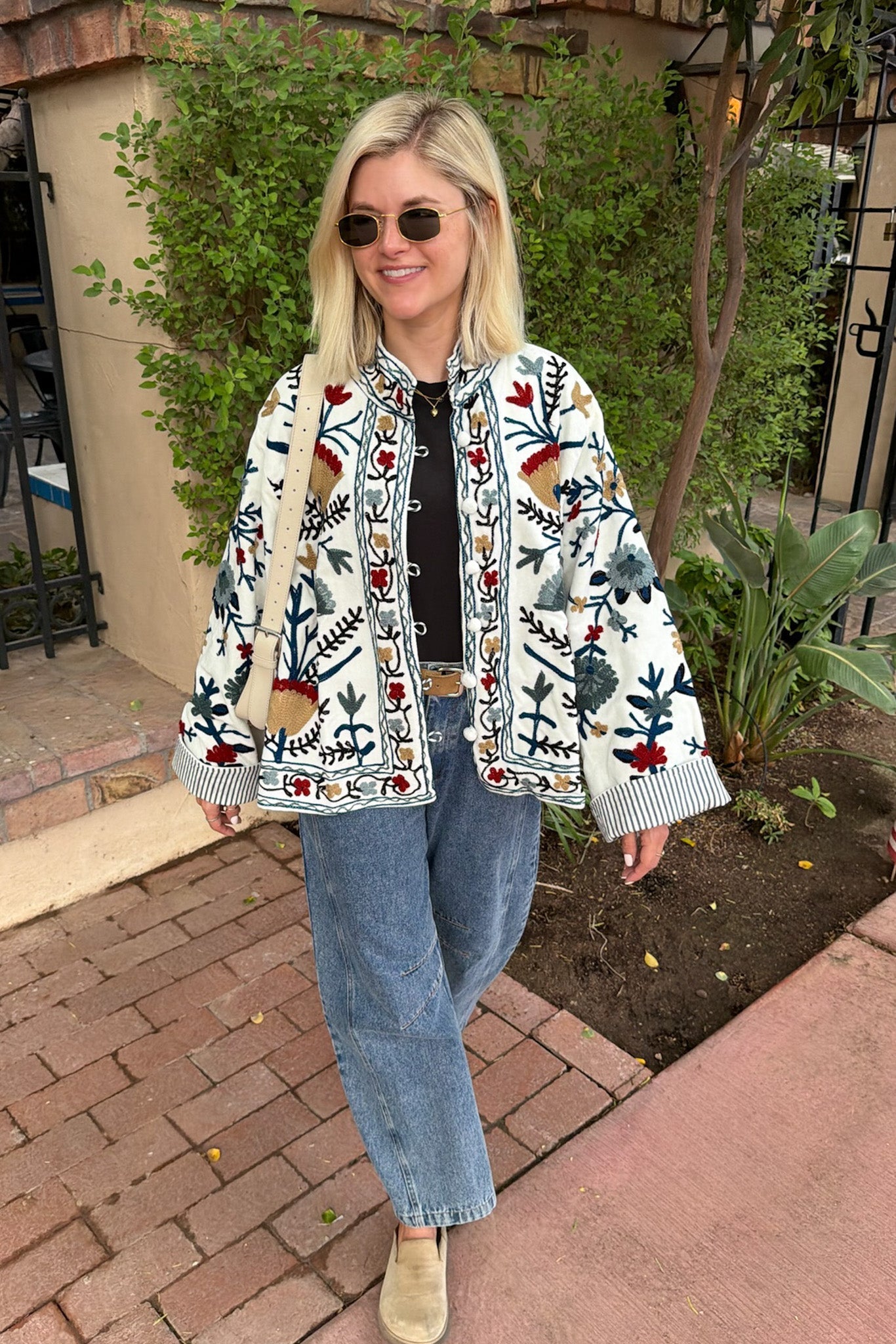 Whimsy Cotton Embroidered Jacket - Neutral Ground