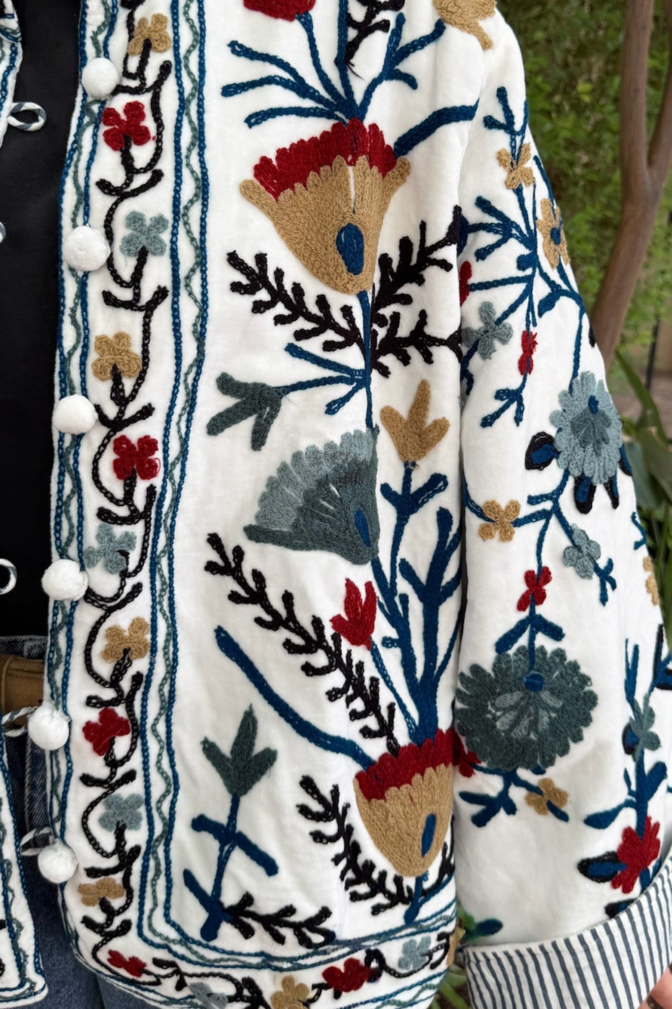 Whimsy Cotton Embroidered Jacket - Neutral Ground