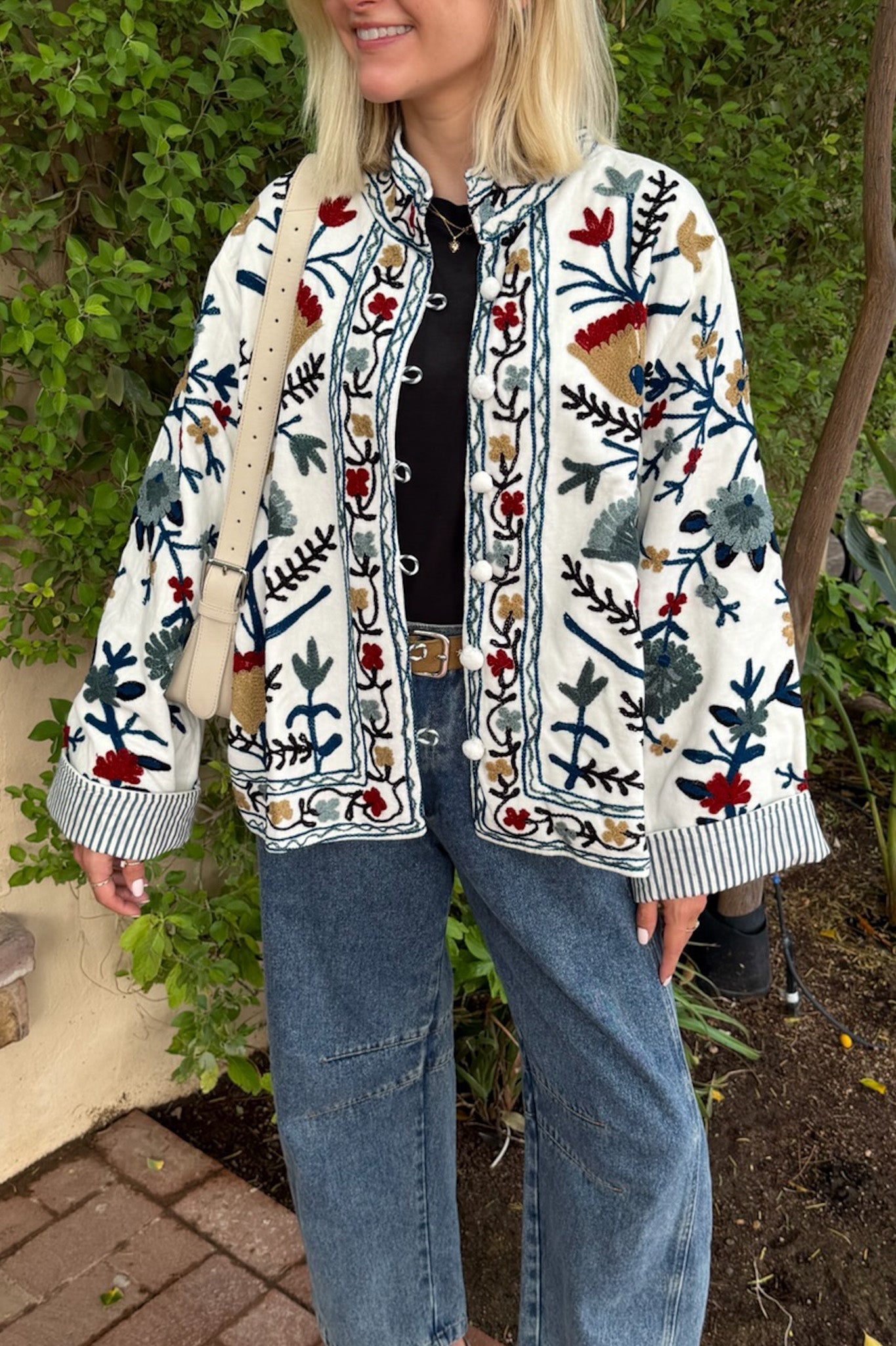 Whimsy Cotton Embroidered Jacket - Neutral Ground