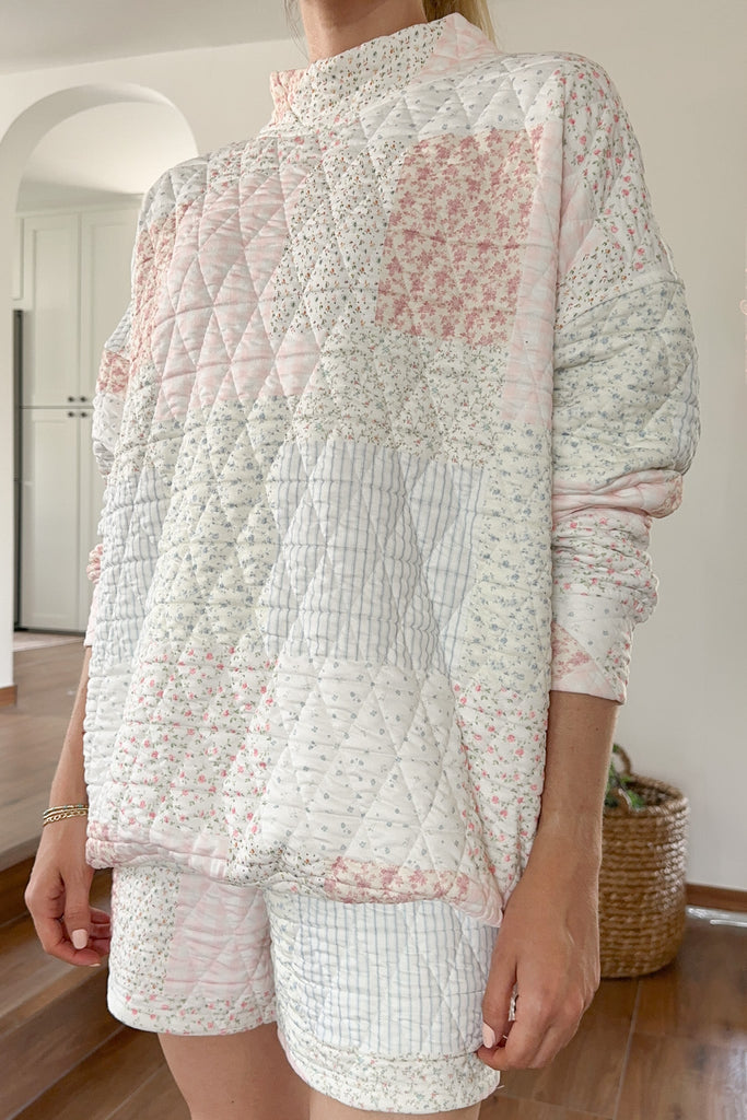 Whimsy Quilted Pastel Mockneck Sweatshirt - Neutral Ground