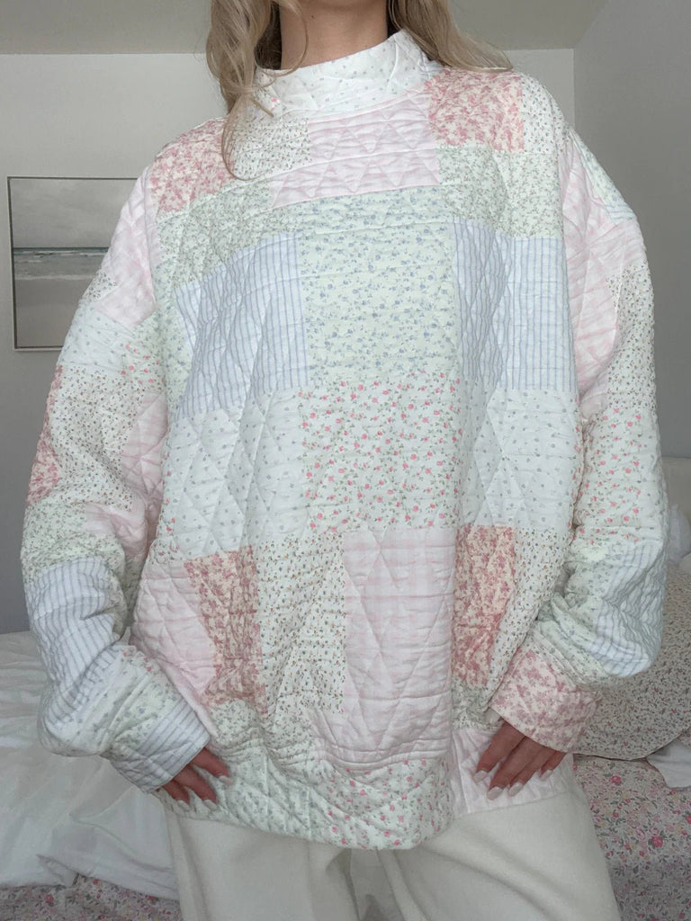Whimsy Quilted Pastel Mockneck Sweatshirt - Neutral Ground