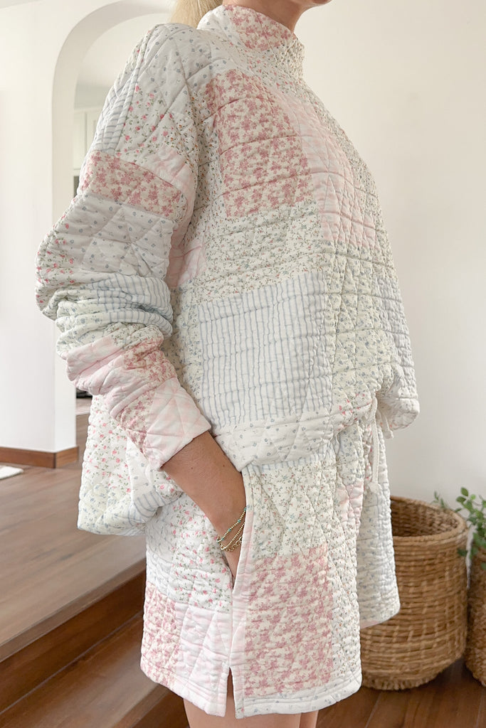 Whimsy Quilted Pastel Mockneck Sweatshirt - Neutral Ground