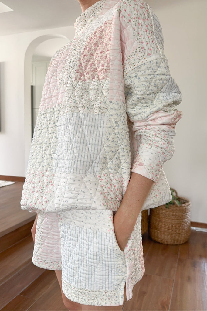 Whimsy Quilted Pastel Shorts - Neutral Ground