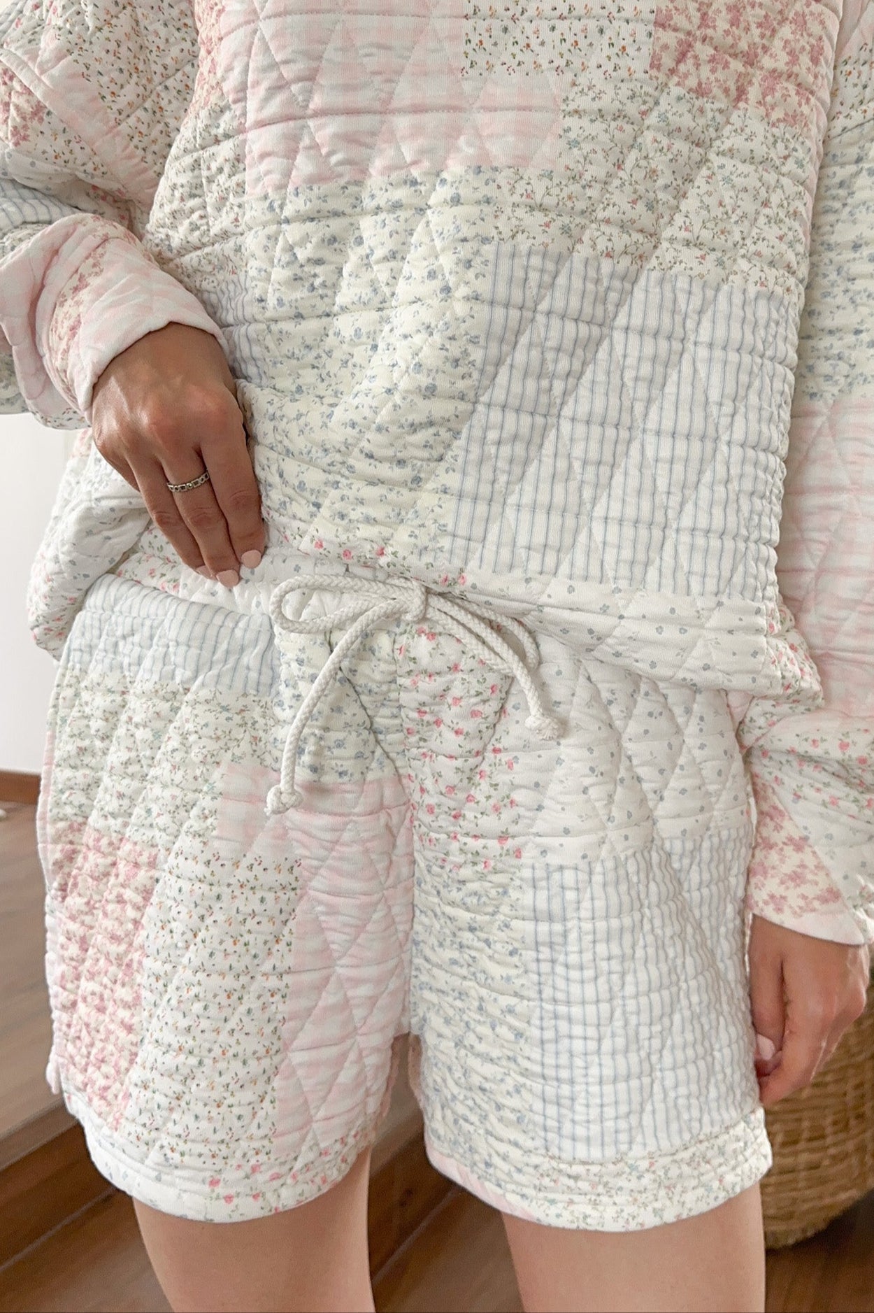 Whimsy Quilted Pastel Shorts - Neutral Ground