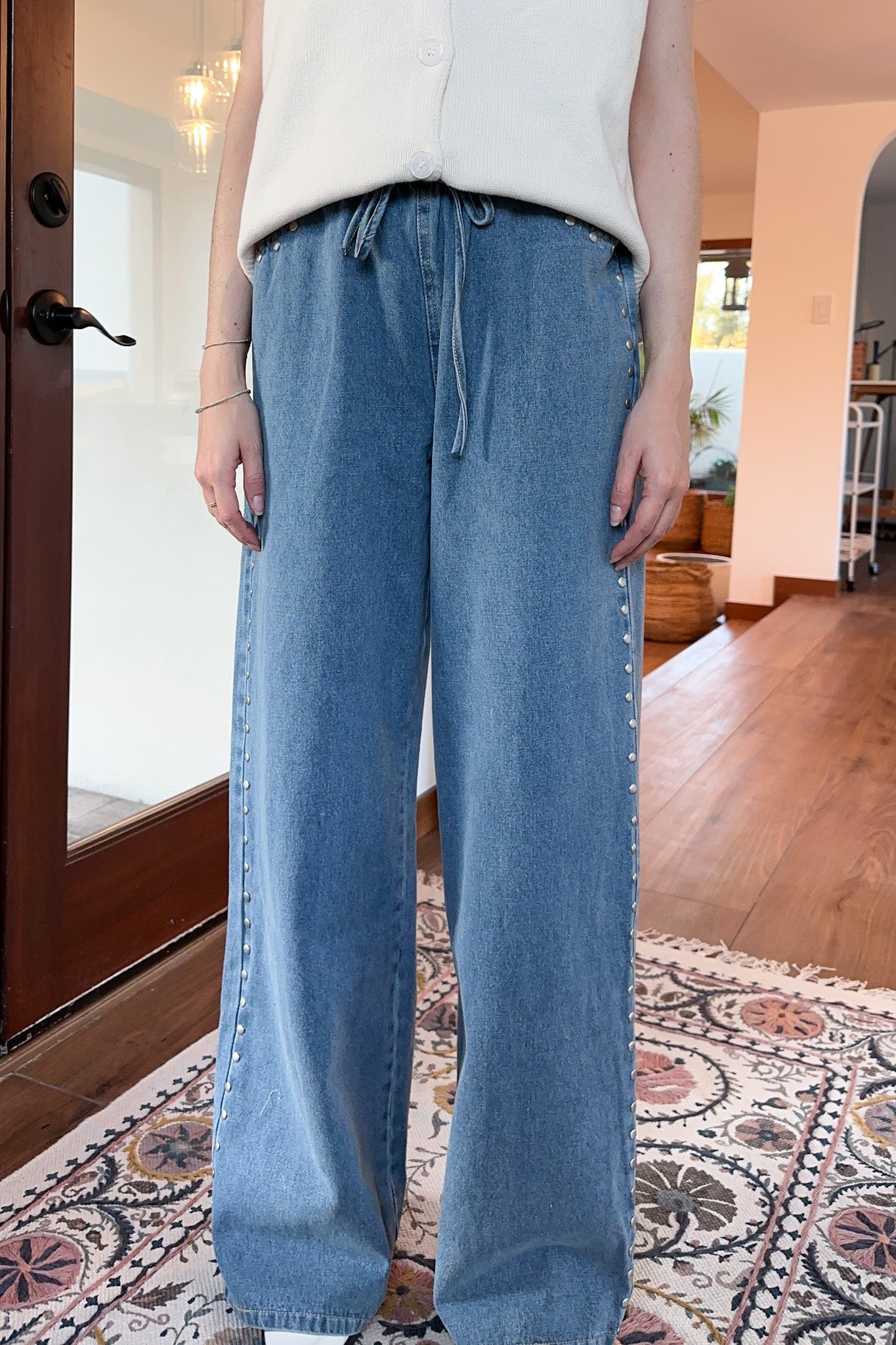 Whitney Studded Straight Leg Jeans - Neutral Ground