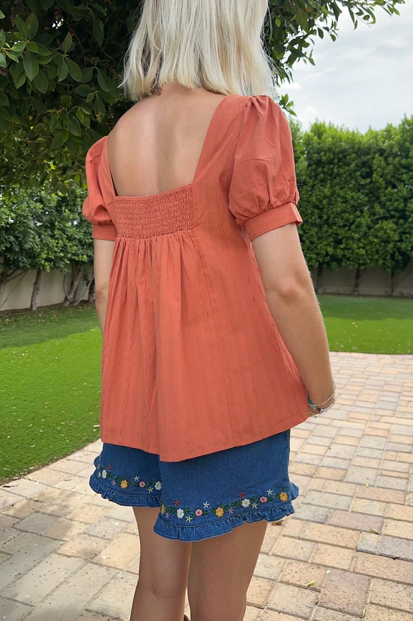Wild flower Floral Embroidered Ruffle Denim Shorts - Neutral Ground