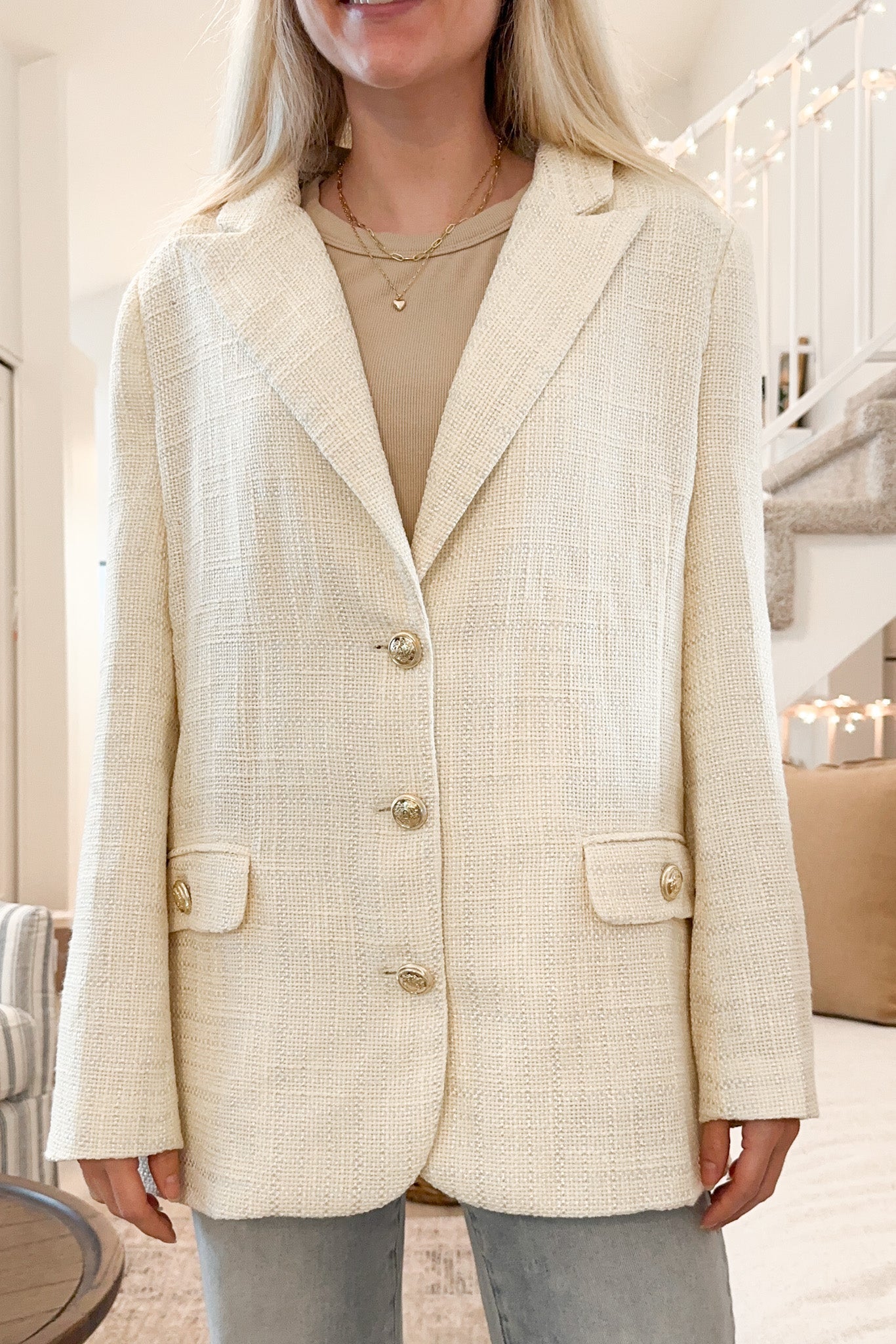Willa Relaxed Tweed Blazer - Neutral Ground