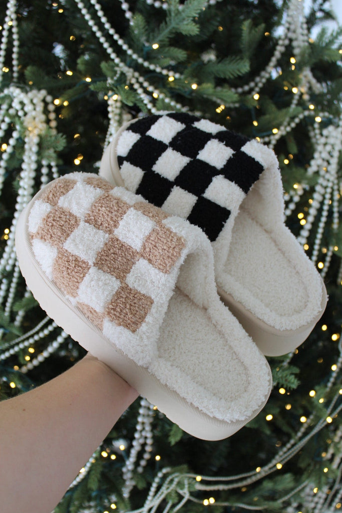 Willow Checkered Mule Slipper in Camel - Neutral Ground