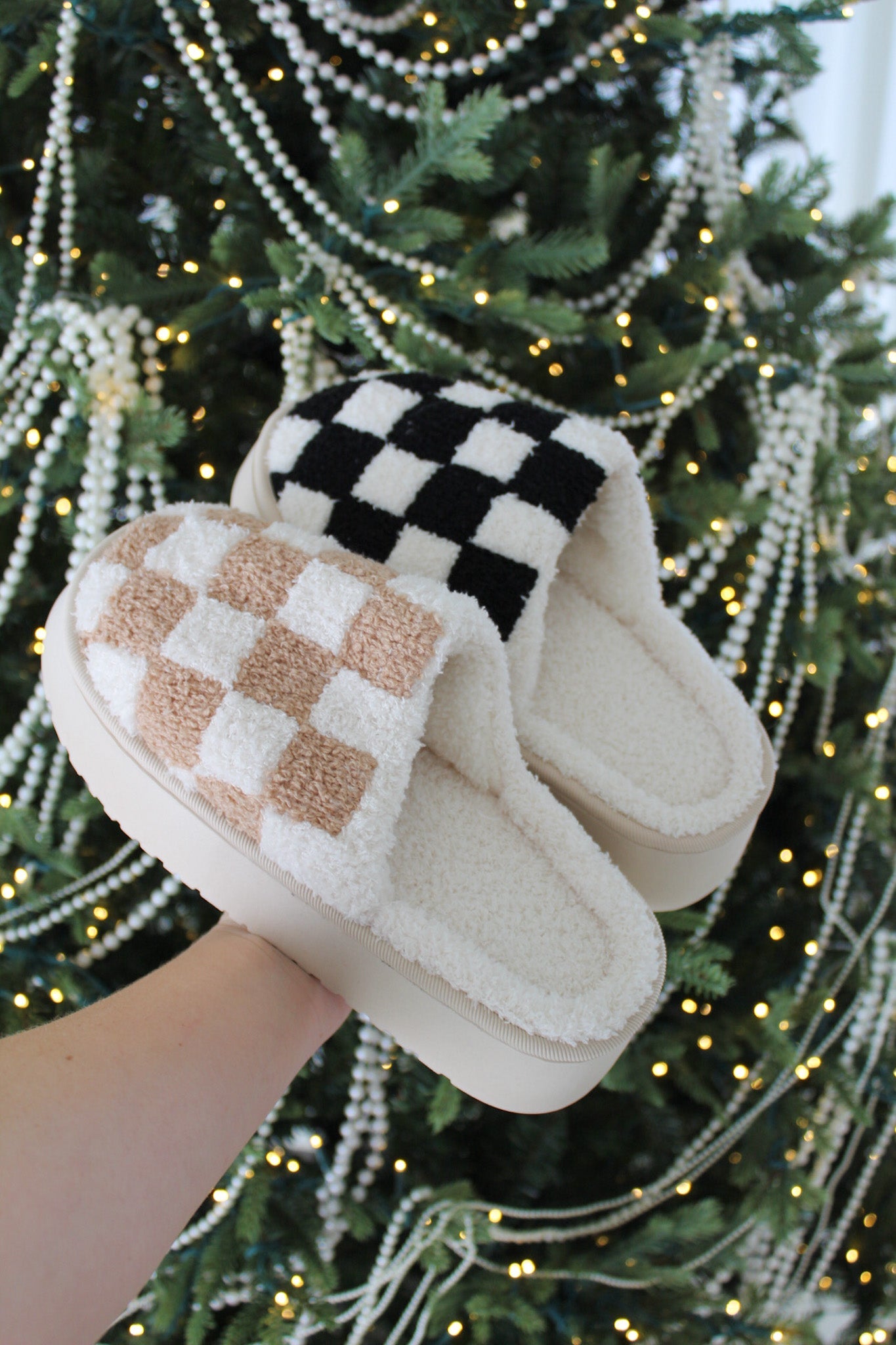 Willow Checkered Mule Slipper in Camel - Neutral Ground