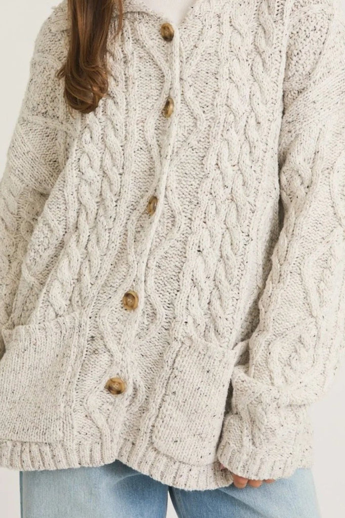 Willow Oversized Cable Knit Cardigan - Neutral Ground
