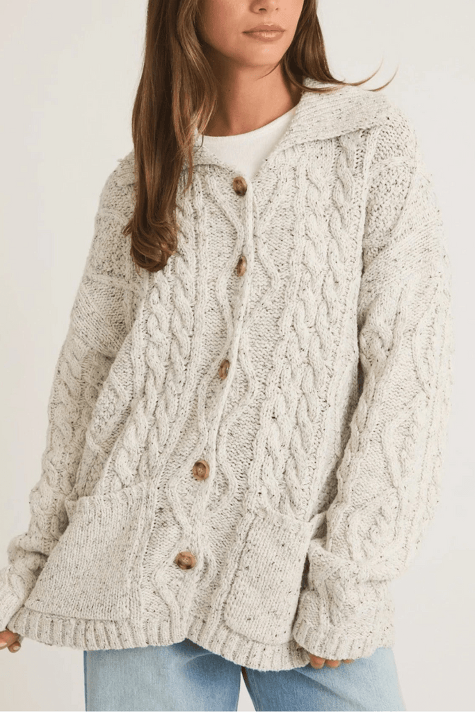 Willow Oversized Cable Knit Cardigan - Neutral Ground