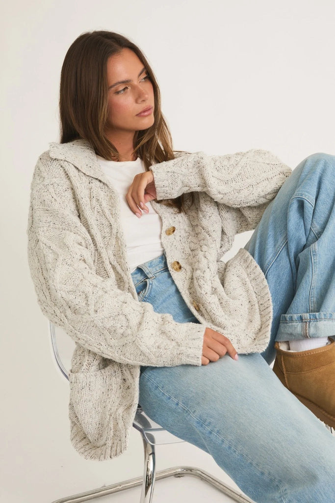 Willow Oversized Cable Knit Cardigan - Neutral Ground