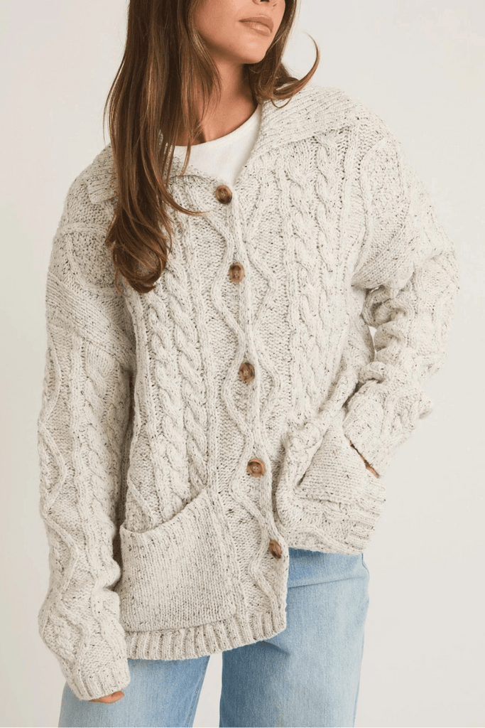 Willow Oversized Cable Knit Cardigan - Neutral Ground