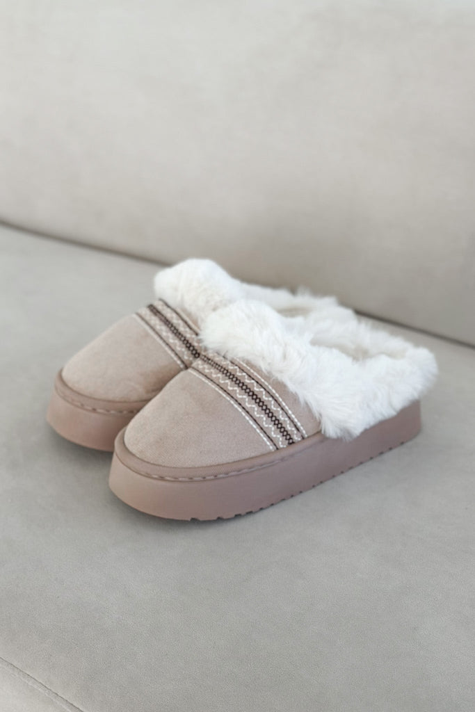 Willow Vegan Suede Mule Slipper in Bone - Neutral Ground